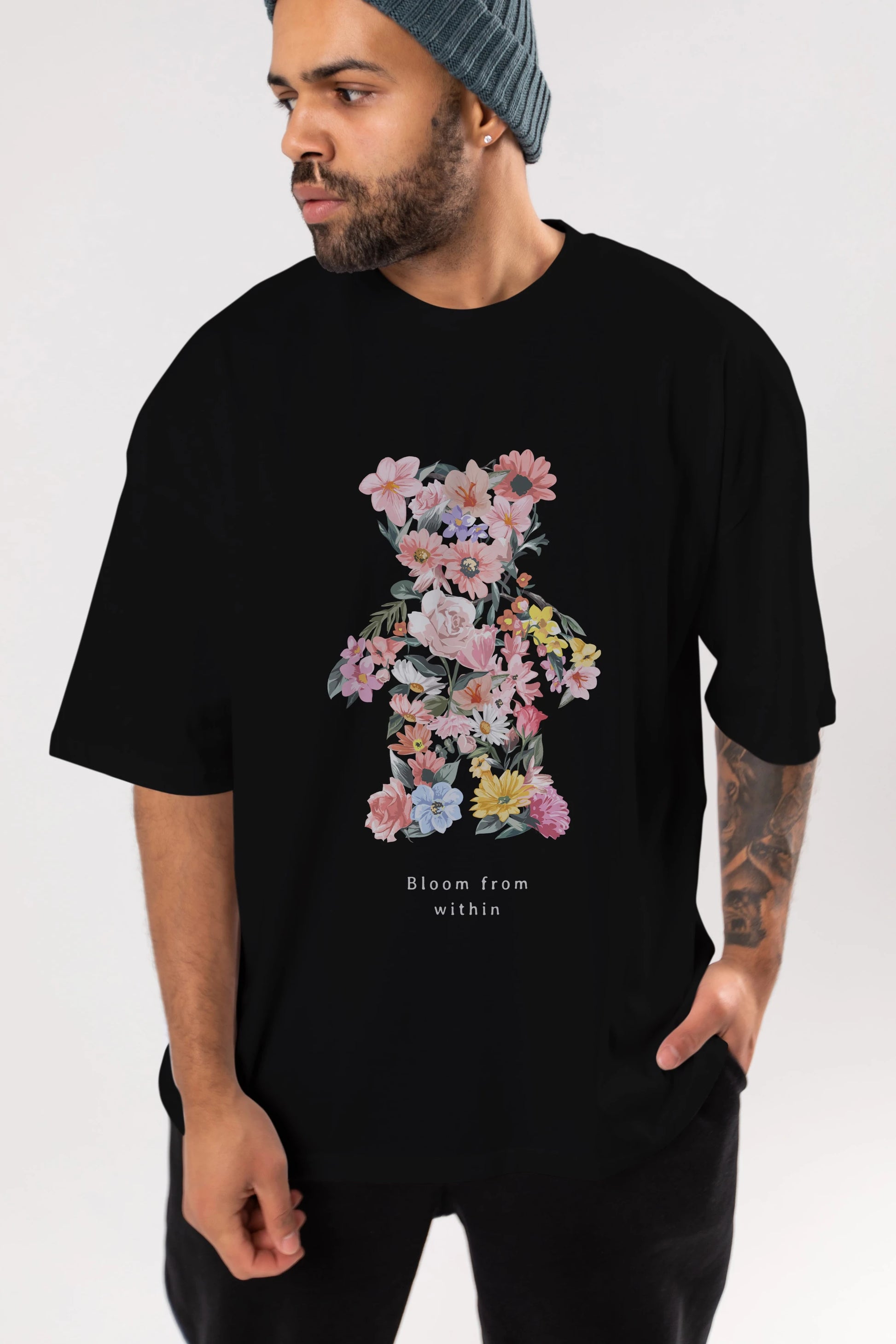 Bloom from Bear Ön Baskılı Oversize t-shirt Erkek Kadın Unisex