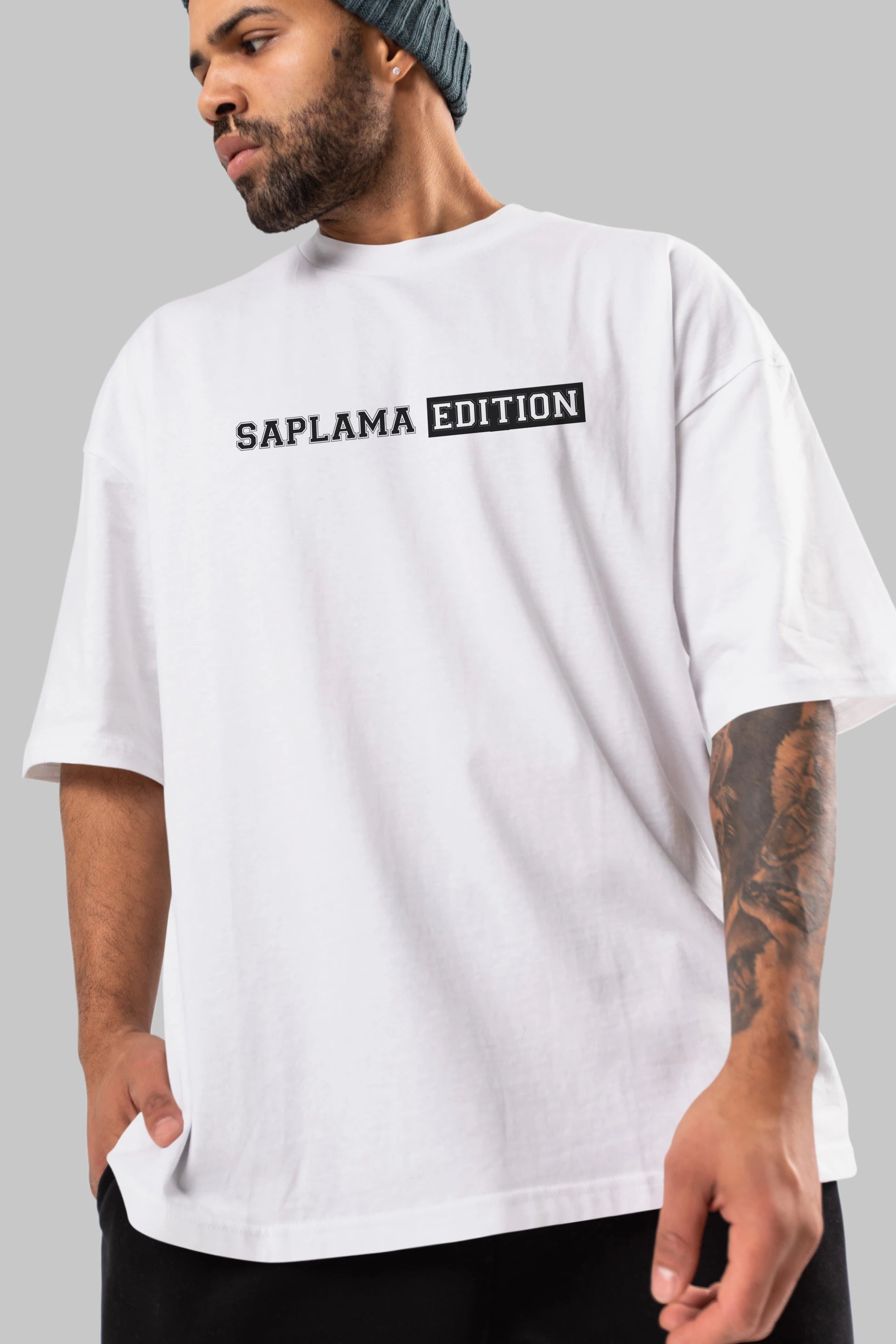 Saplama Edition Ön Baskılı Oversize t-shirt %100 pamuk Erkek Kadın Unisex
