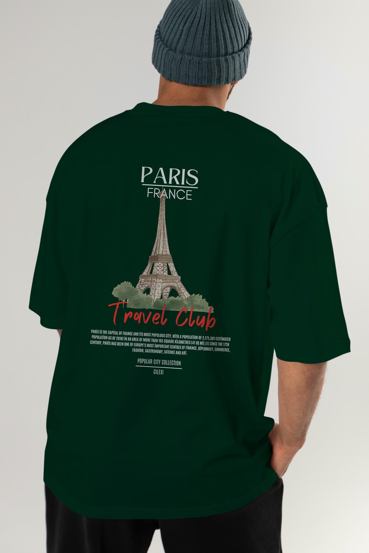 Paris France Arka Baskılı Oversize t-shirt Erkek Kadın Pamuk Bisiklet Yaka tişort