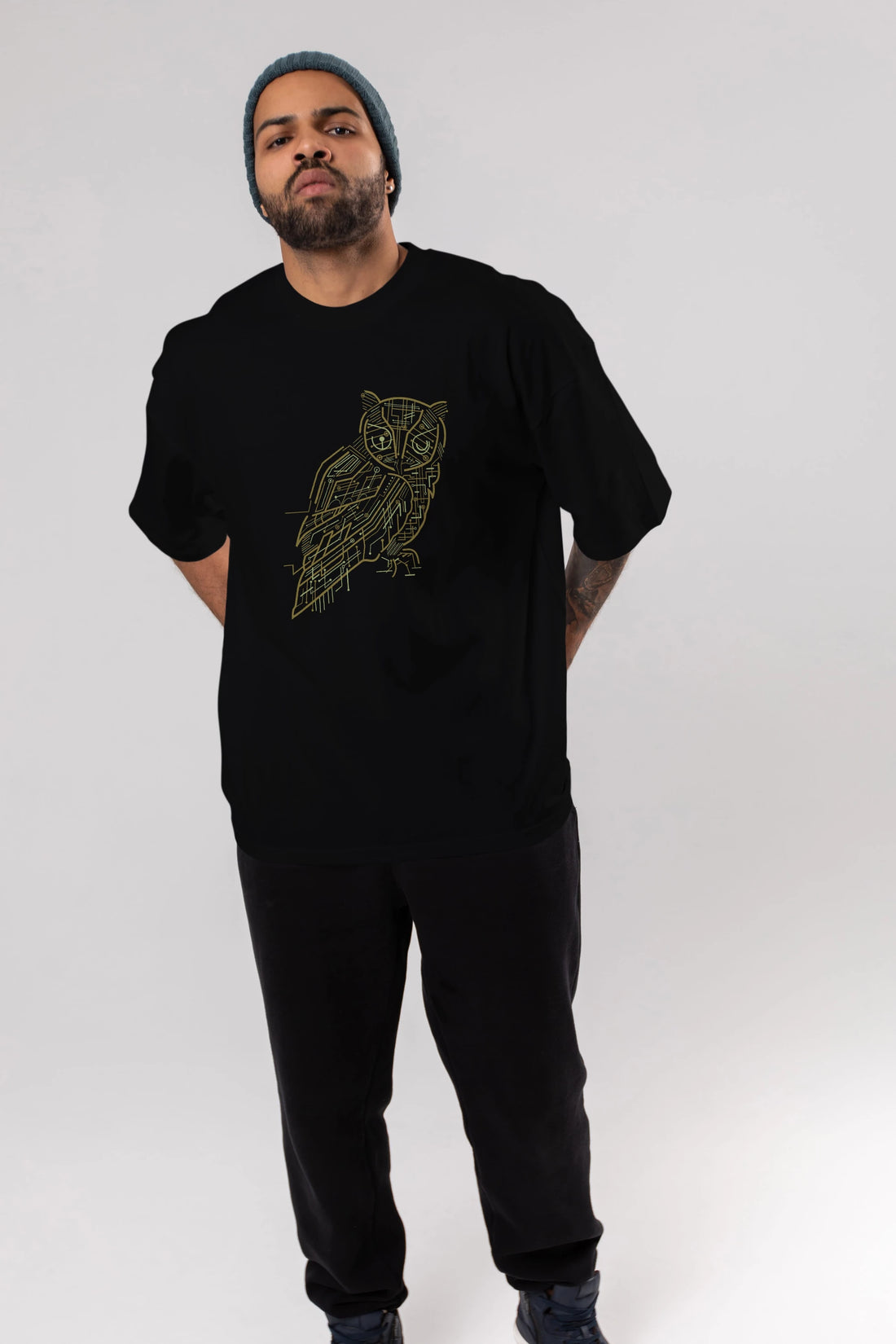 Electrical Owl Ön Baskılı Oversize t-shirt %100 pamuk Erkek Kadın Unisex