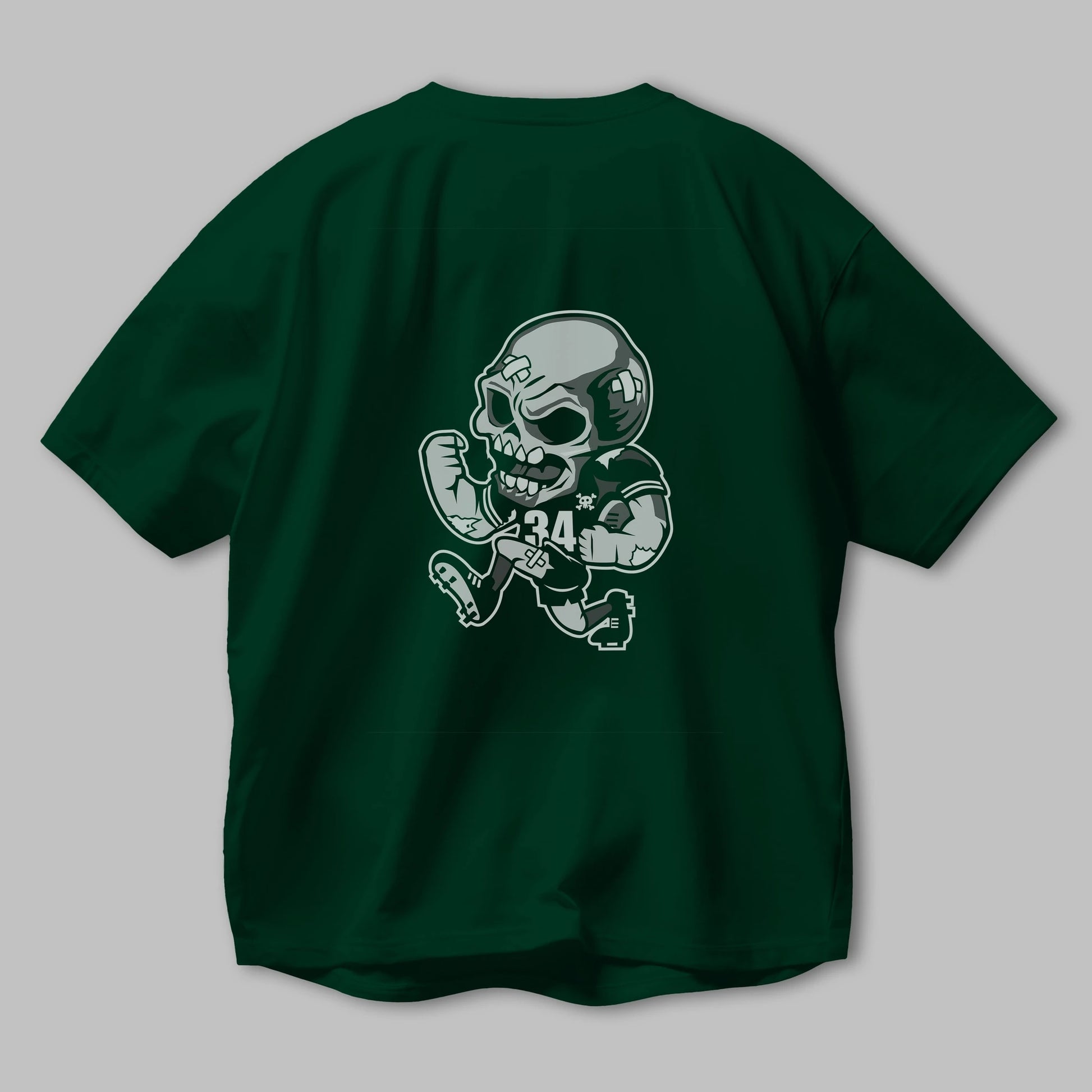 Skull Football Arka Baskılı Oversize t-shirt Erkek Kadın Unisex %100 Pamuk tişort