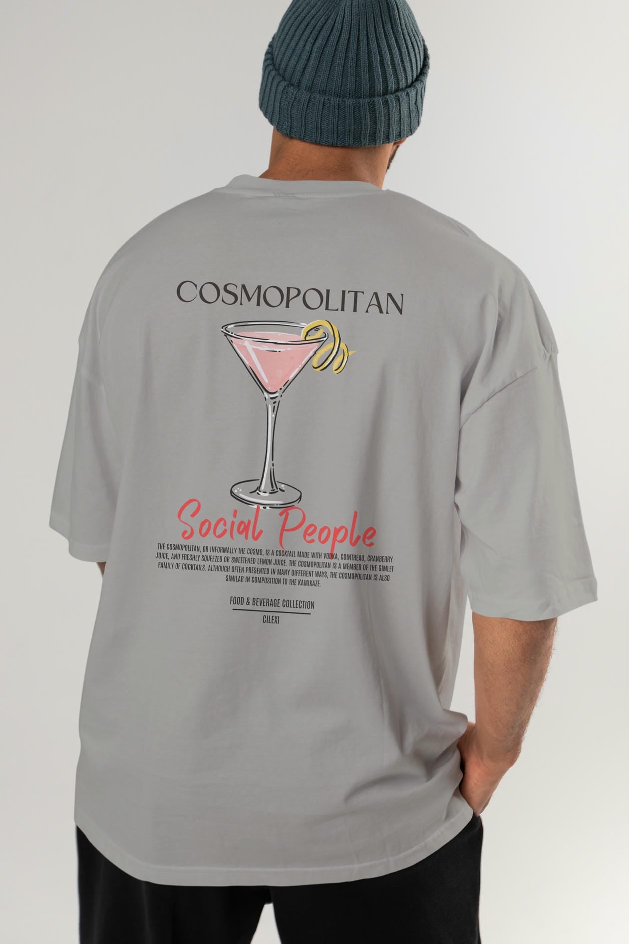 Cosmopolıtan Kokteyl Serisi Baskılı Oversize t-shirt Erkek Kadın Unisex %100 Pamuk Bisiklet Yaka tişort