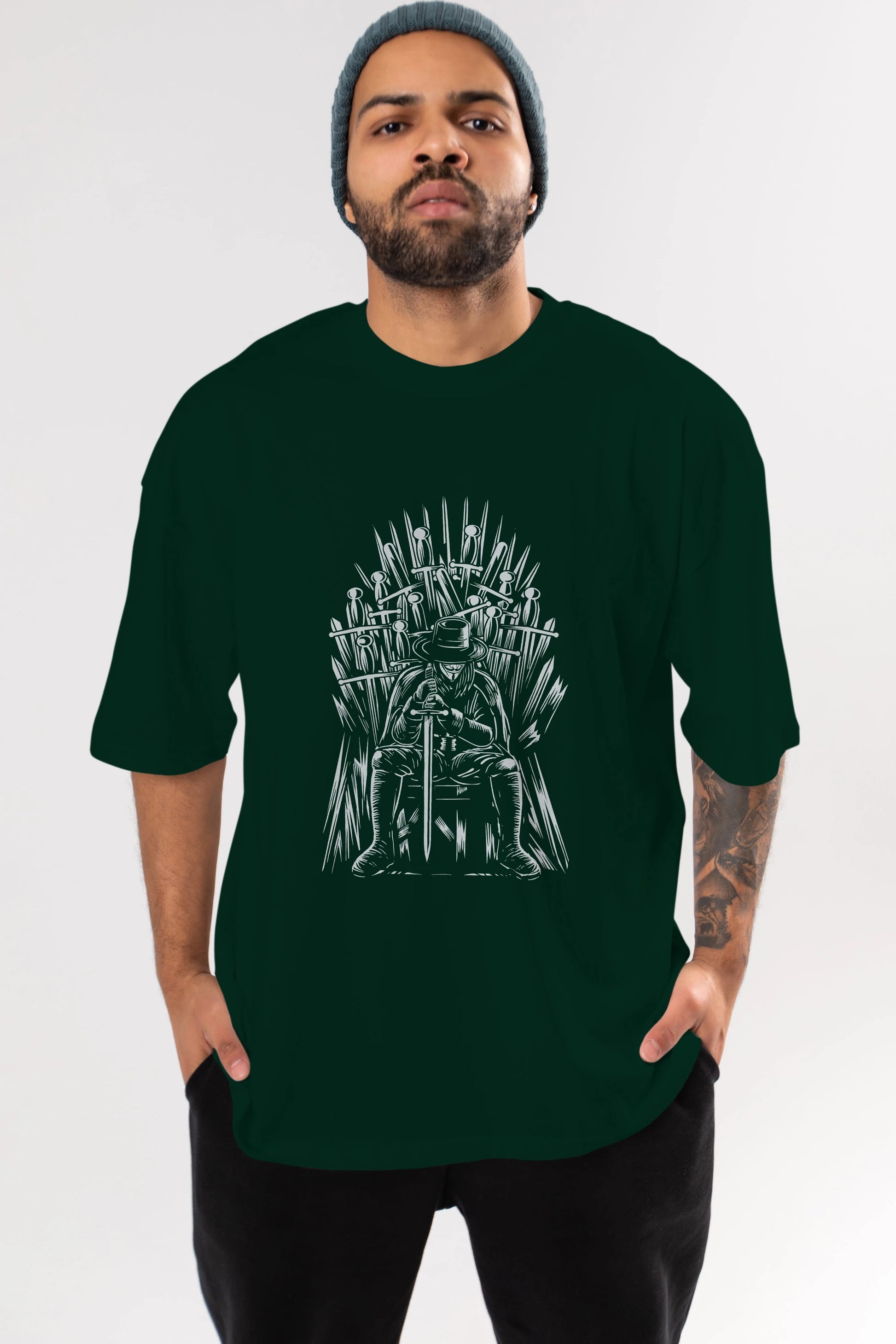 The Thrones Of Vendetta Ön Baskılı Oversize t-shirt Erkek Kadın Unisex %100 Pamuk tişort