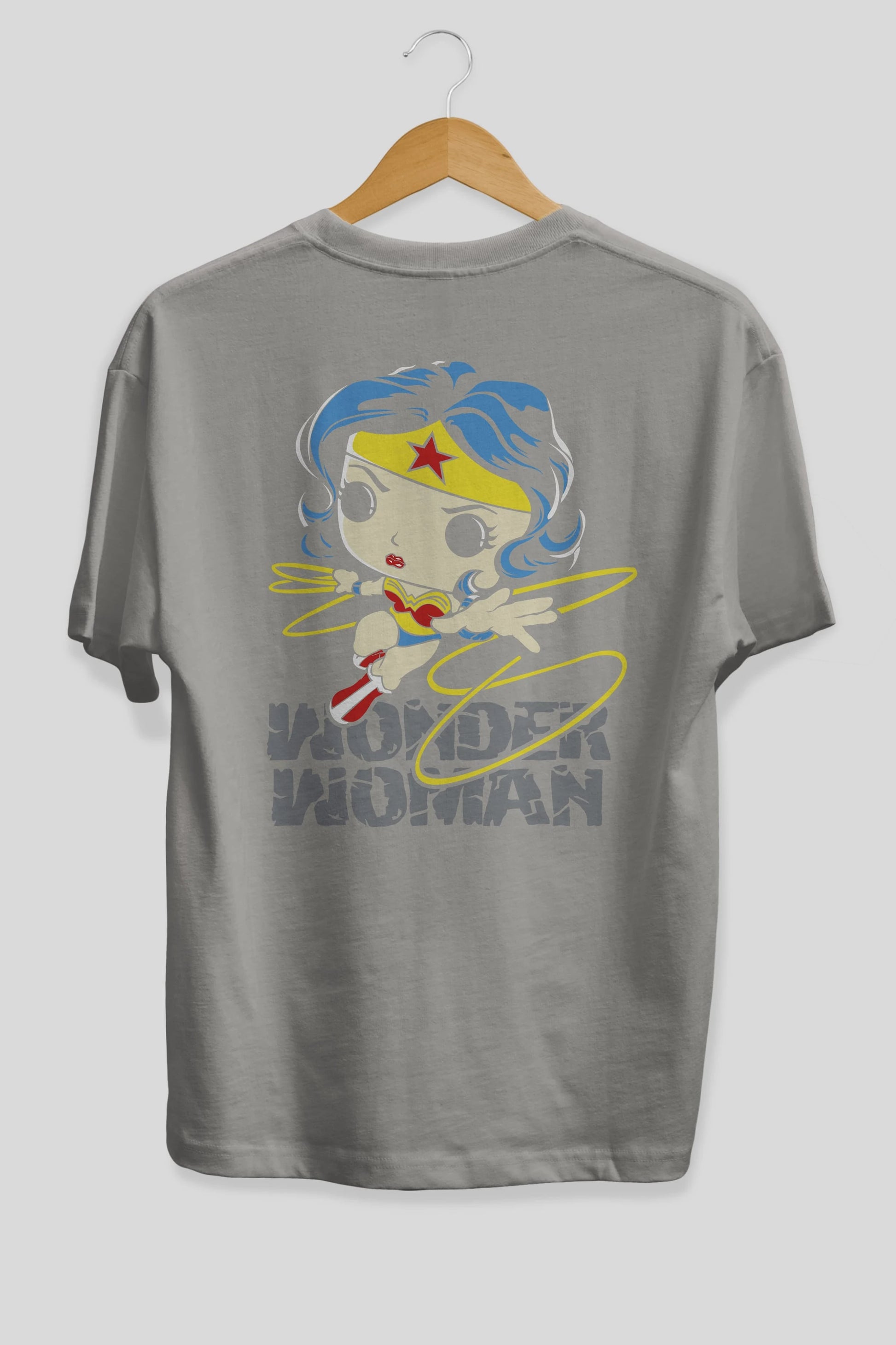 Wonder Woman Arka Baskılı Oversize t-shirt Erkek Kadın Unisex %100 Pamuk Bisiklet Yaka tişort
