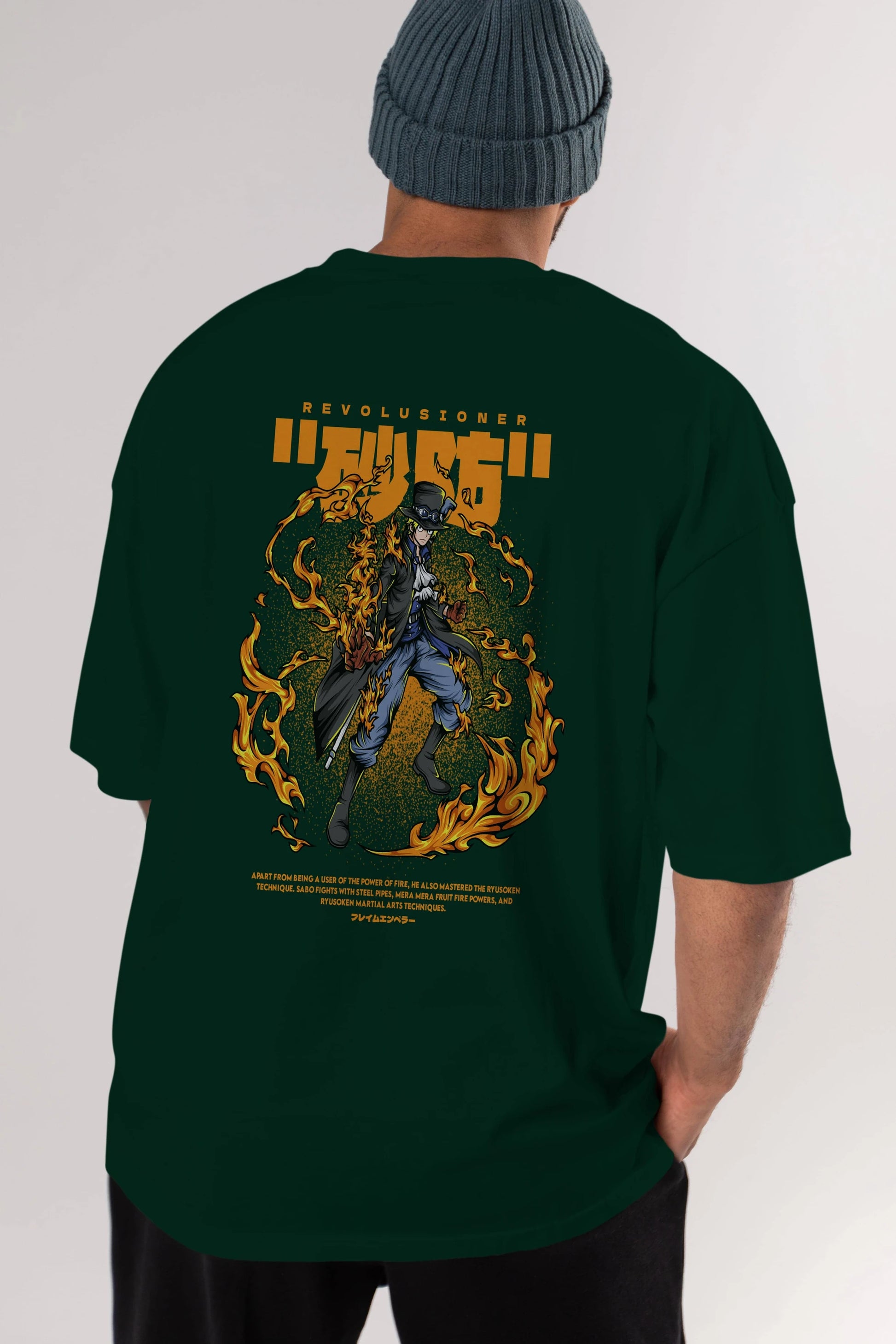 Revolusioner Sabo Anime Arka Baskılı Oversize t-shirt Erkek Kadın Unisex