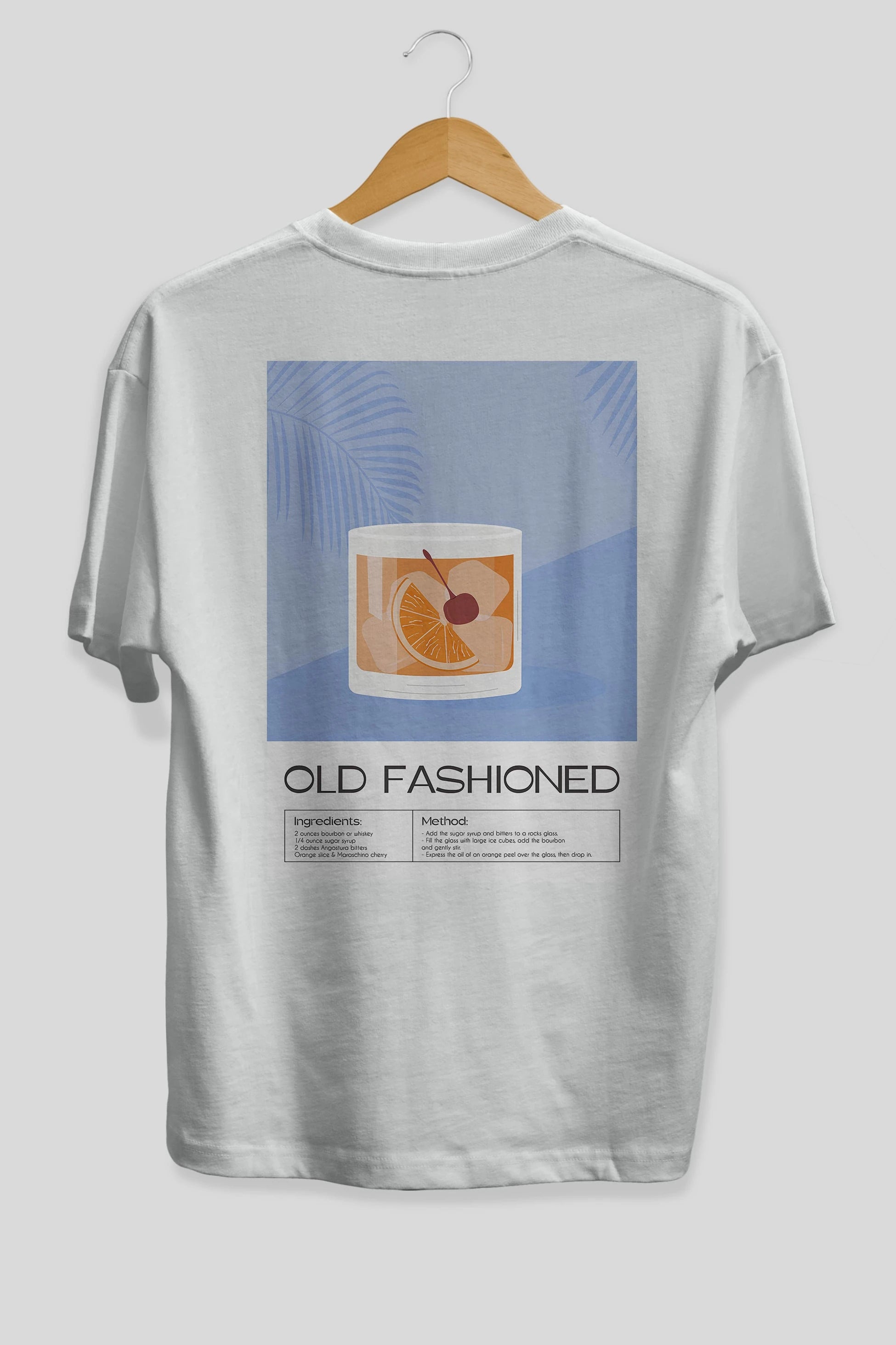 Old Fashioned 3 Arka Baskılı Oversize t-shirt Erkek Kadın Unisex %100 Pamuk Bisiklet Yaka tişort