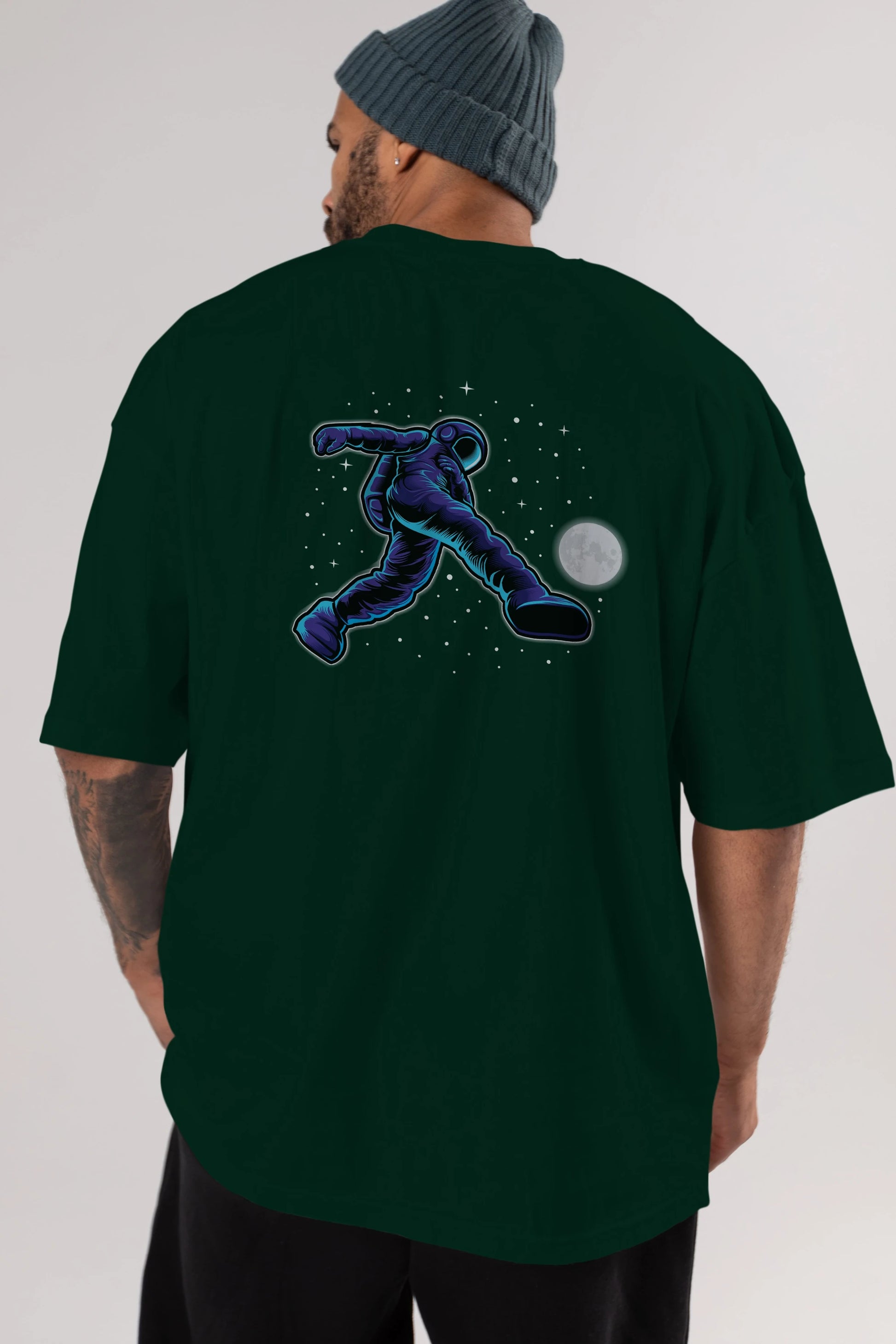 Astroball in Space Arka Baskılı Oversize t-shirt Erkek Kadın Unisex