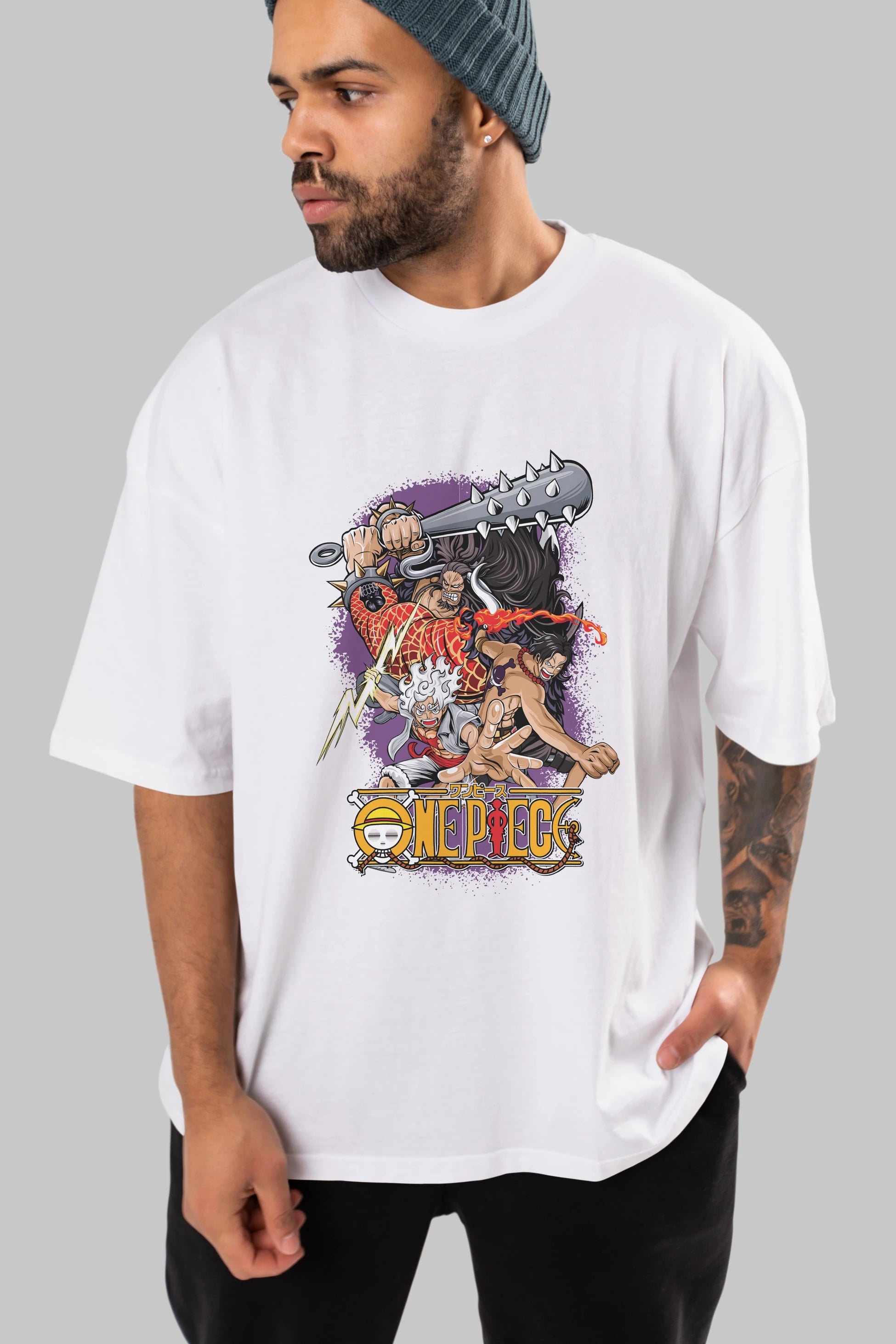 ONE PIECE (6) Anime Ön Baskılı Oversize t-shirt %100 pamuk Erkek Kadın Unisex