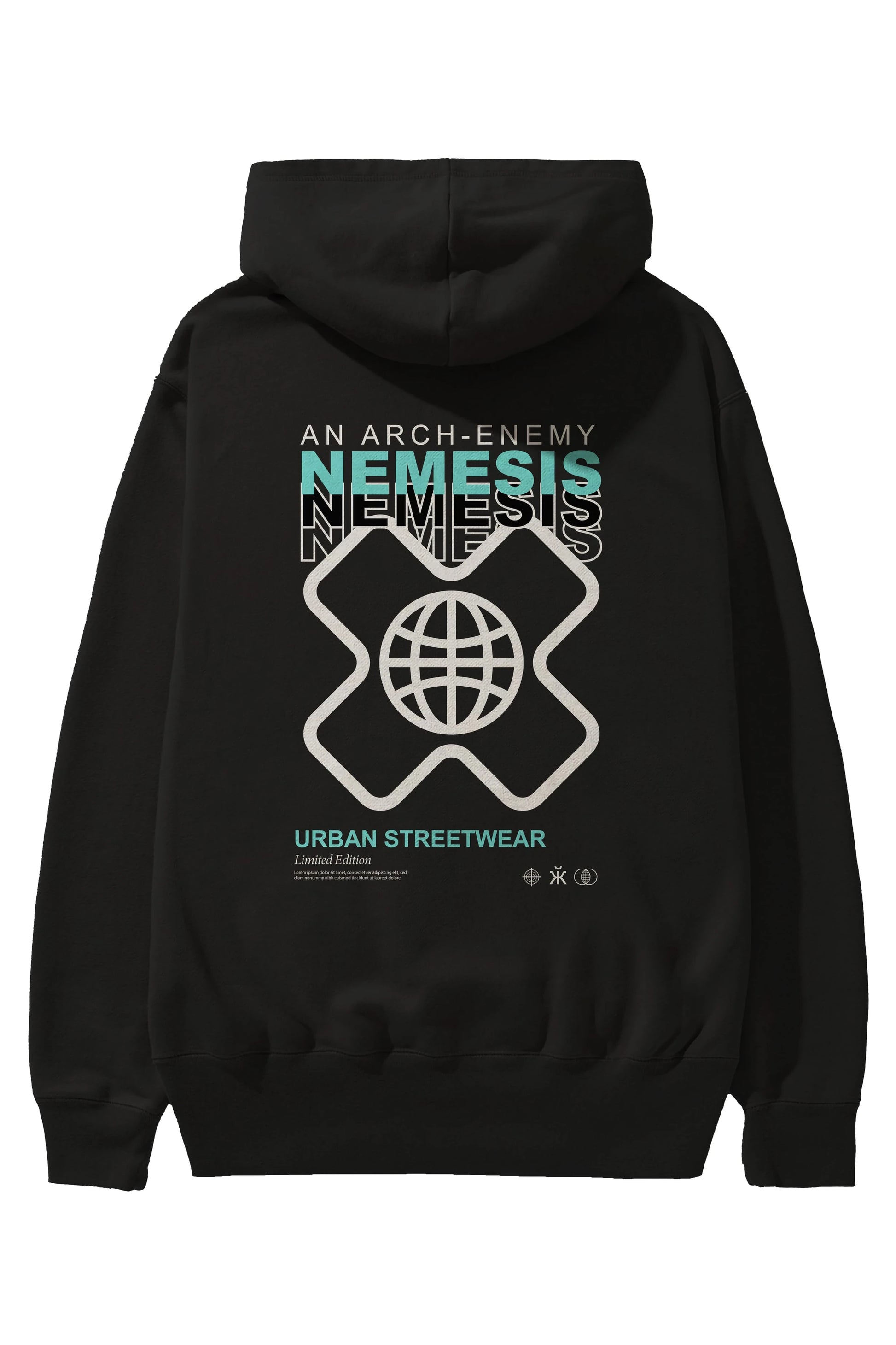 Nemesis Urban Arka Baskılı Hoodie Oversize Kapüşonlu Sweatshirt Erkek Kadın Unisex