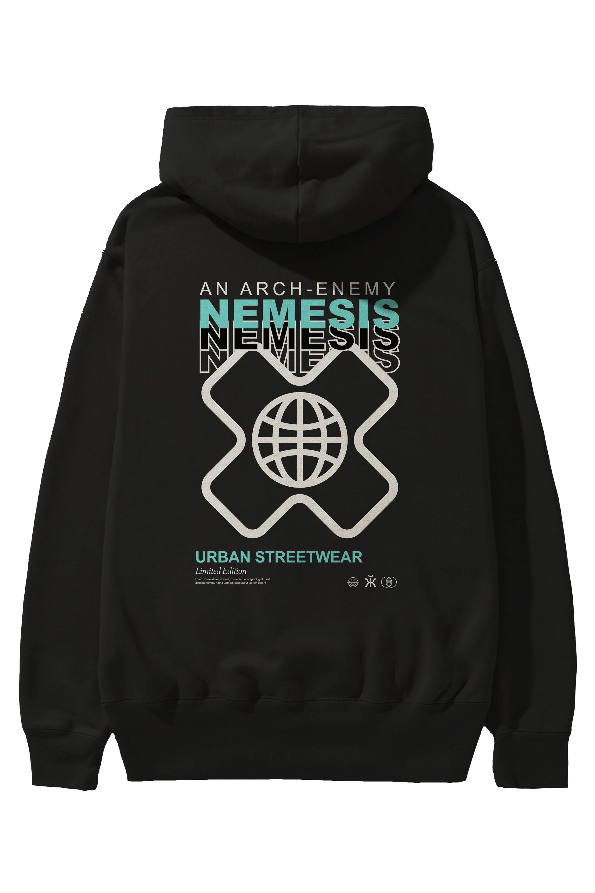 Nemesis Urban Arka Baskılı Hoodie Oversize Kapüşonlu Sweatshirt Erkek Kadın Unisex