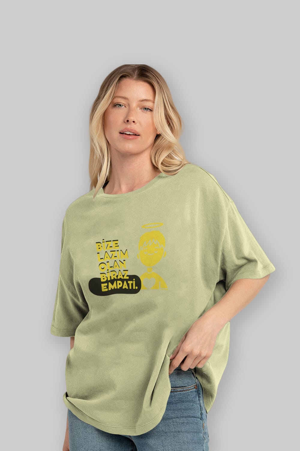Bize Lazım Olan Biraz Empati Ön Baskılı Oversize t-shirt Erkek Kadın Unisex