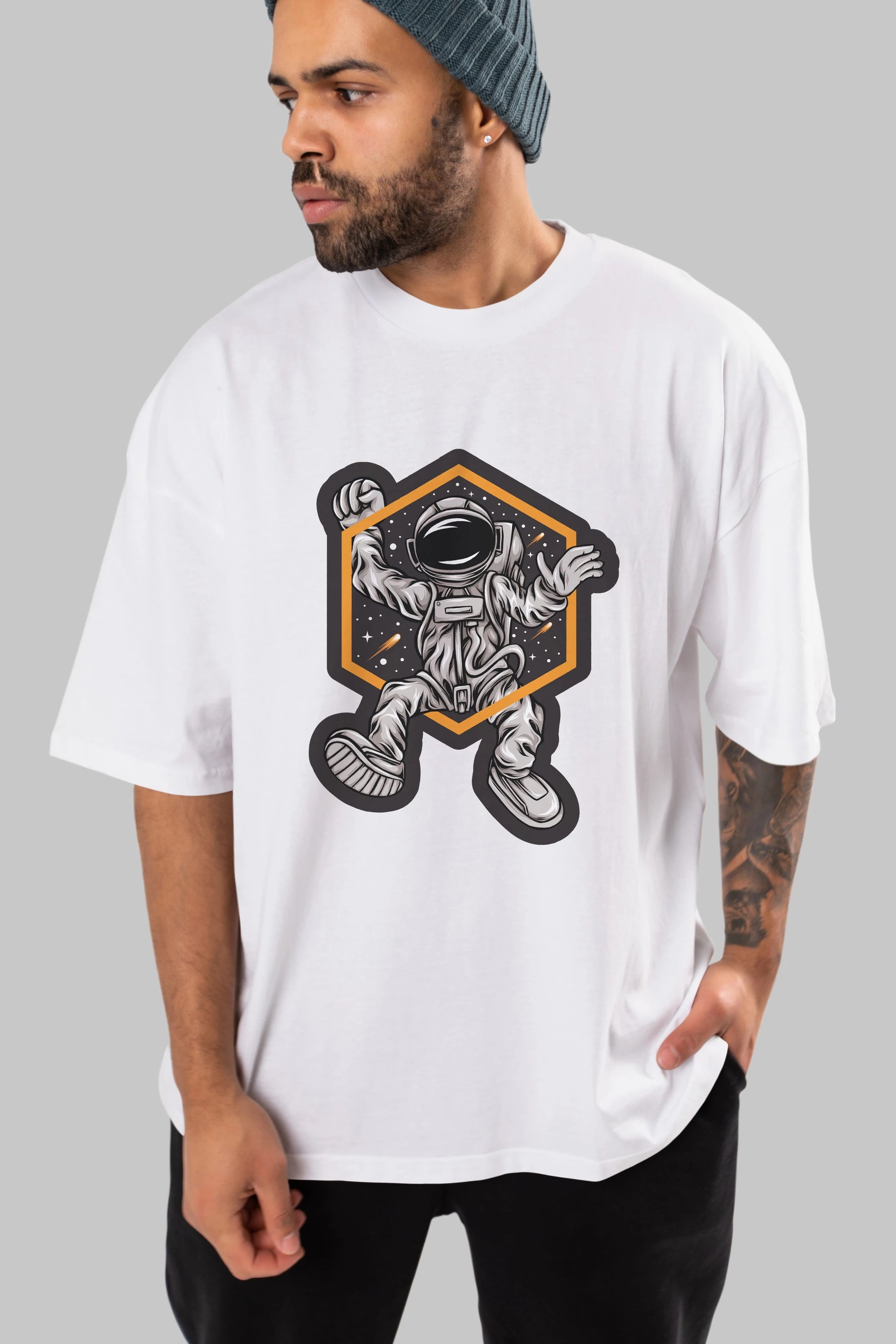 Astrofun Sticker Ön Baskılı Oversize t-shirt Erkek Kadın Unisex