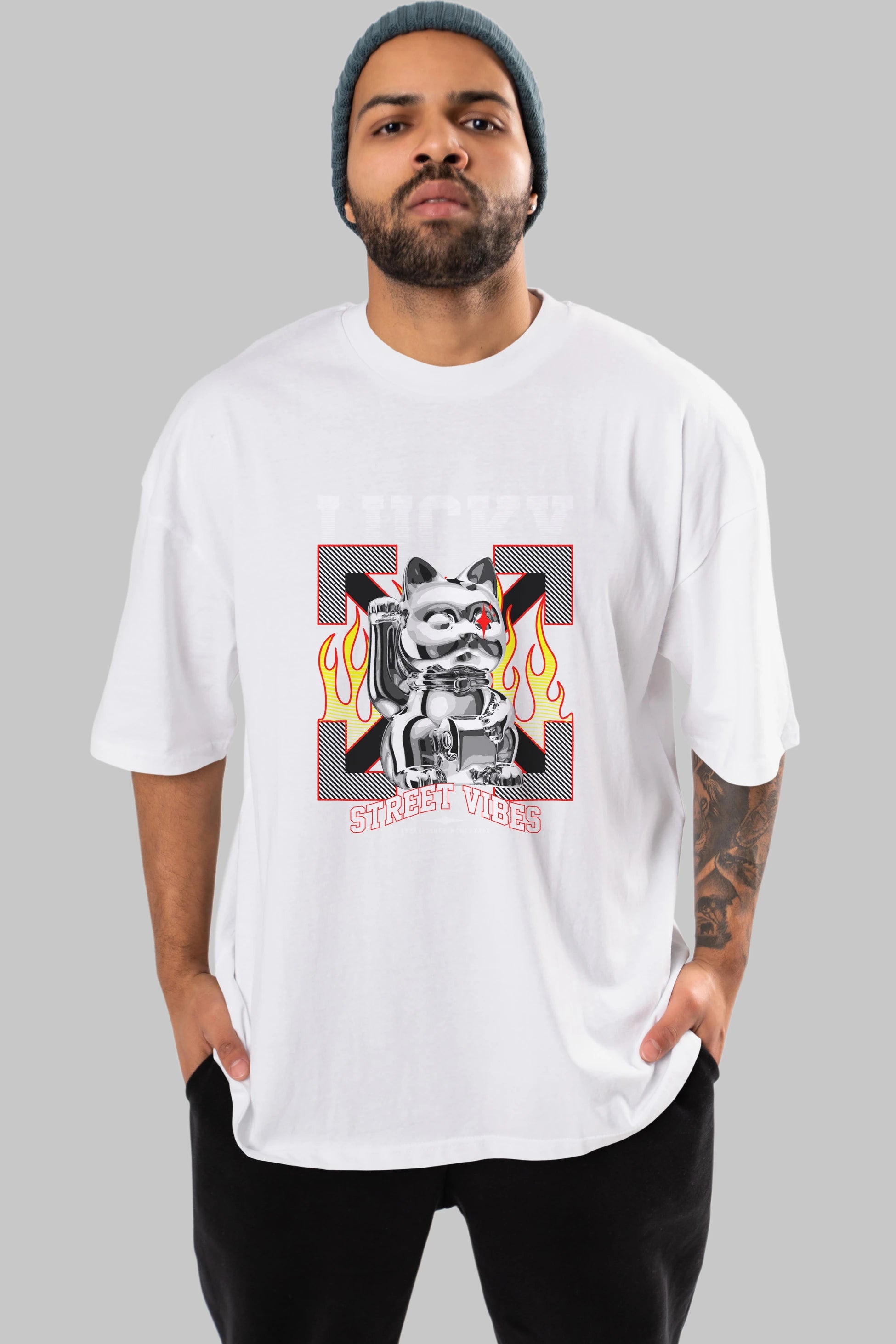 Lucky Street Vibes Ön Baskılı Oversize t-shirt Erkek Kadın Unisex