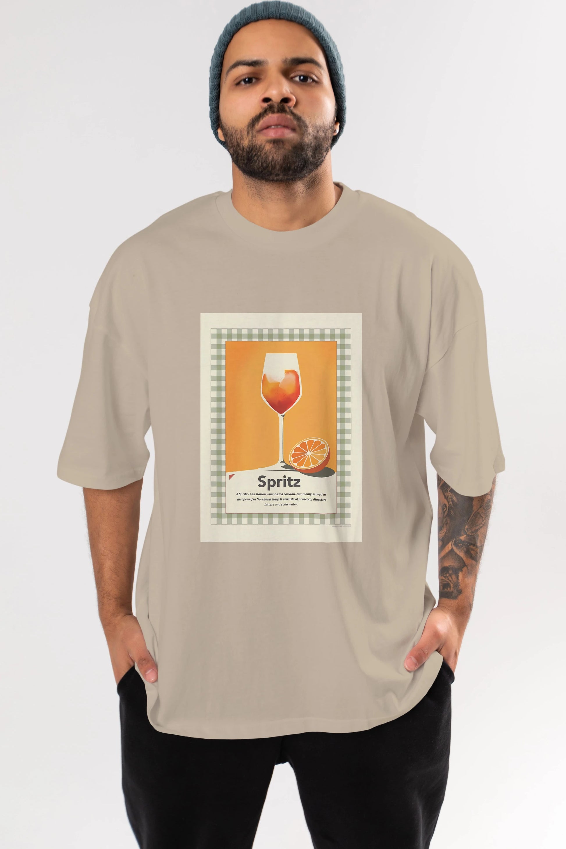 Aperol Spritz 5 Ön Baskılı Oversize t-shirt Erkek Kadın Unisex %100 Pamuk Bisiklet Yaka tişort
