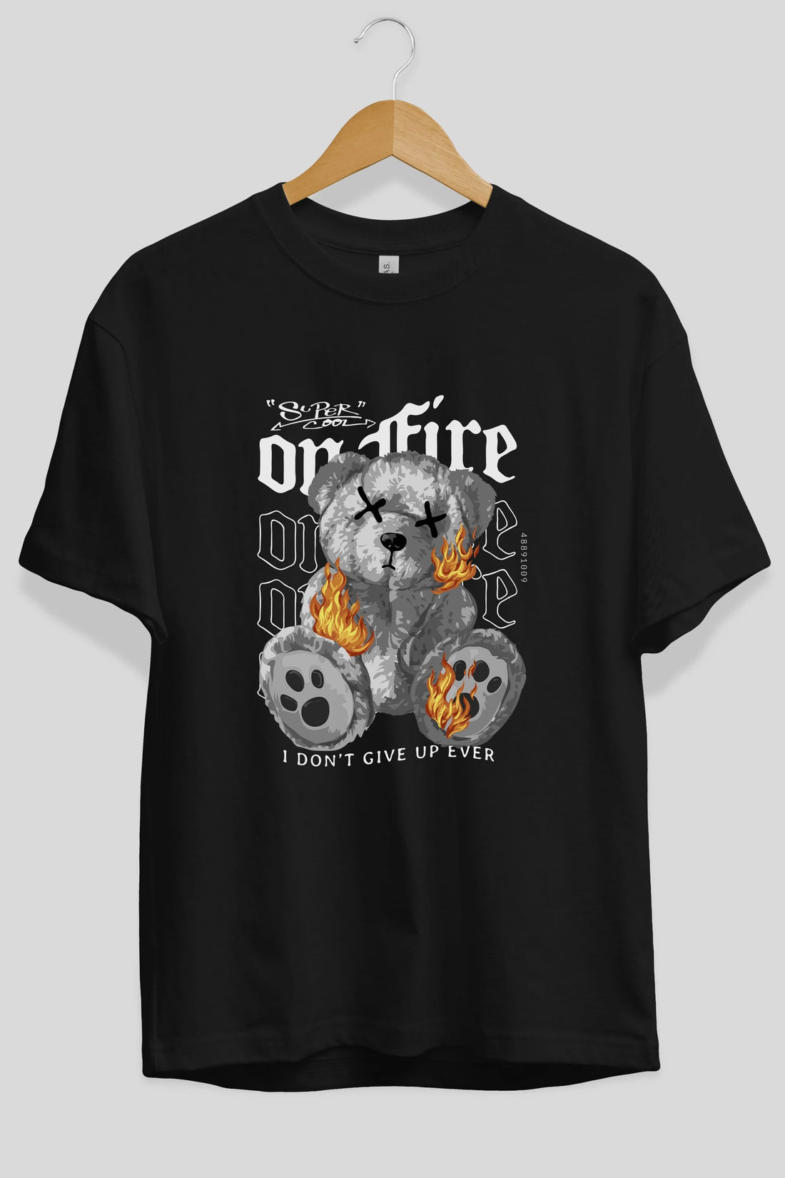 Teddy Bear On Fire Ön Baskılı Oversize t-shirt Erkek Kadın Unisex