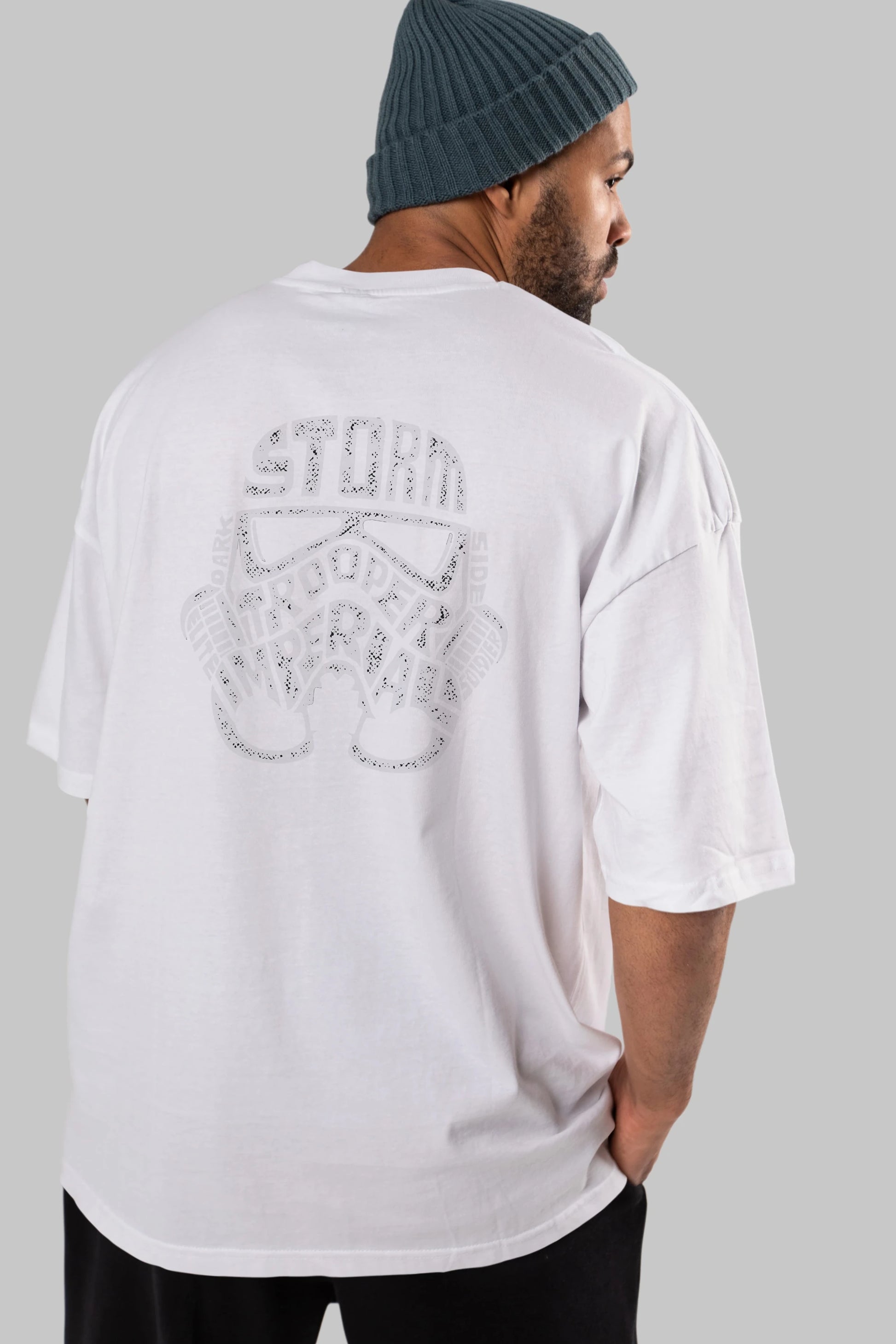 Storm Trooper Arka Baskılı Oversize t-shirt %100 pamuk Erkek Kadın Unisex