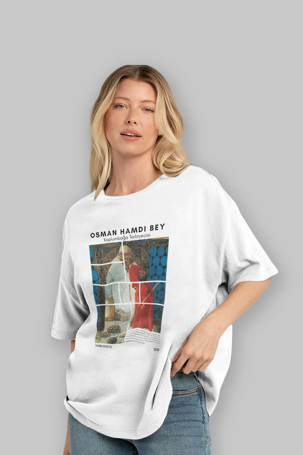 Osman Hamdi Bey ön Baskılı Oversize t-shirt Erkek Kadın Bisiklet Yaka Pamuk tişort