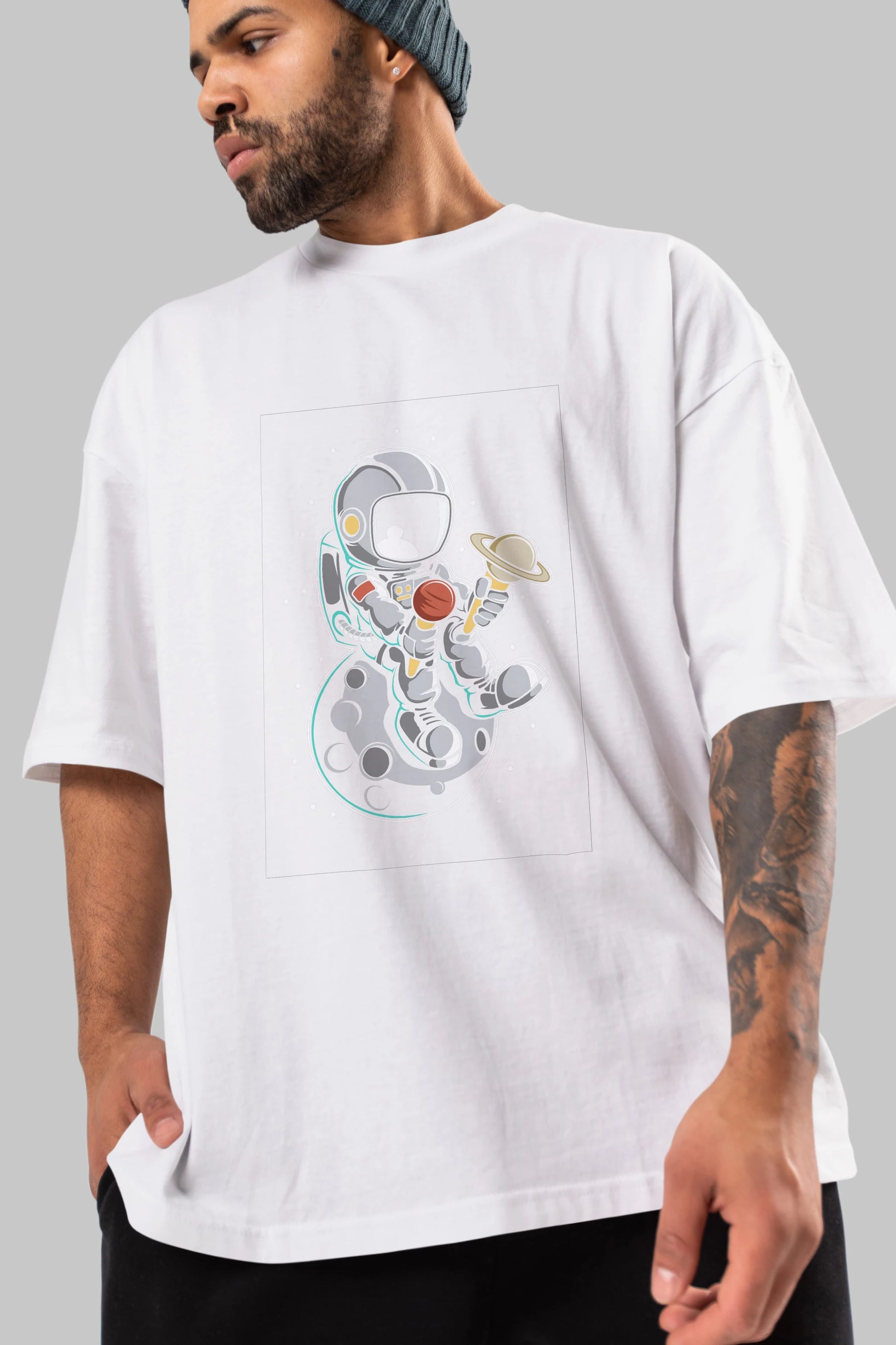 Astronaut Ice Cream (2) Ön Baskılı Oversize t-shirt Erkek Kadın Unisex