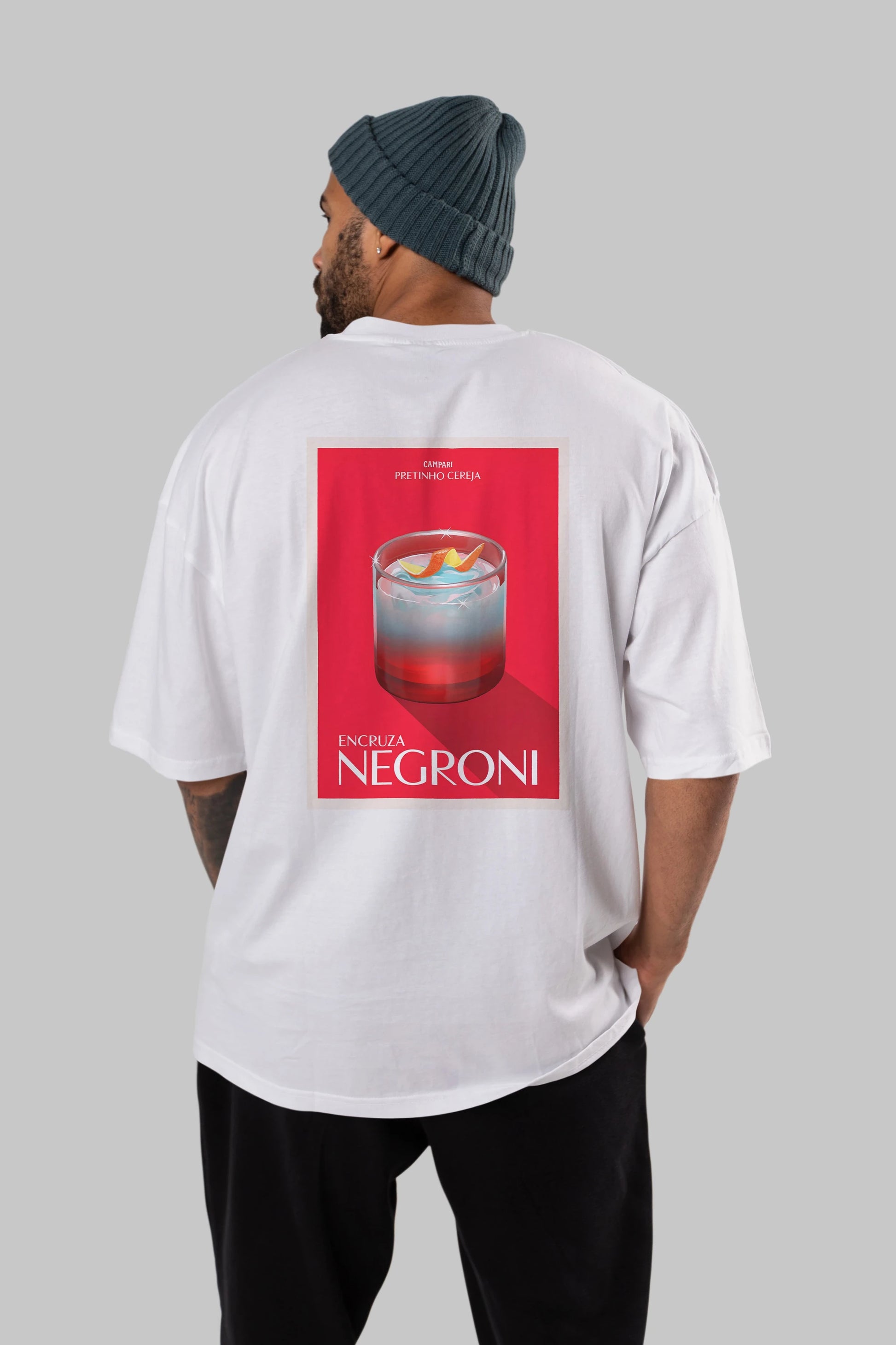 Encruza Negroni Arka Baskılı Oversize t-shirt Erkek Kadın Unisex %100 Pamuk Bisiklet Yaka tişort