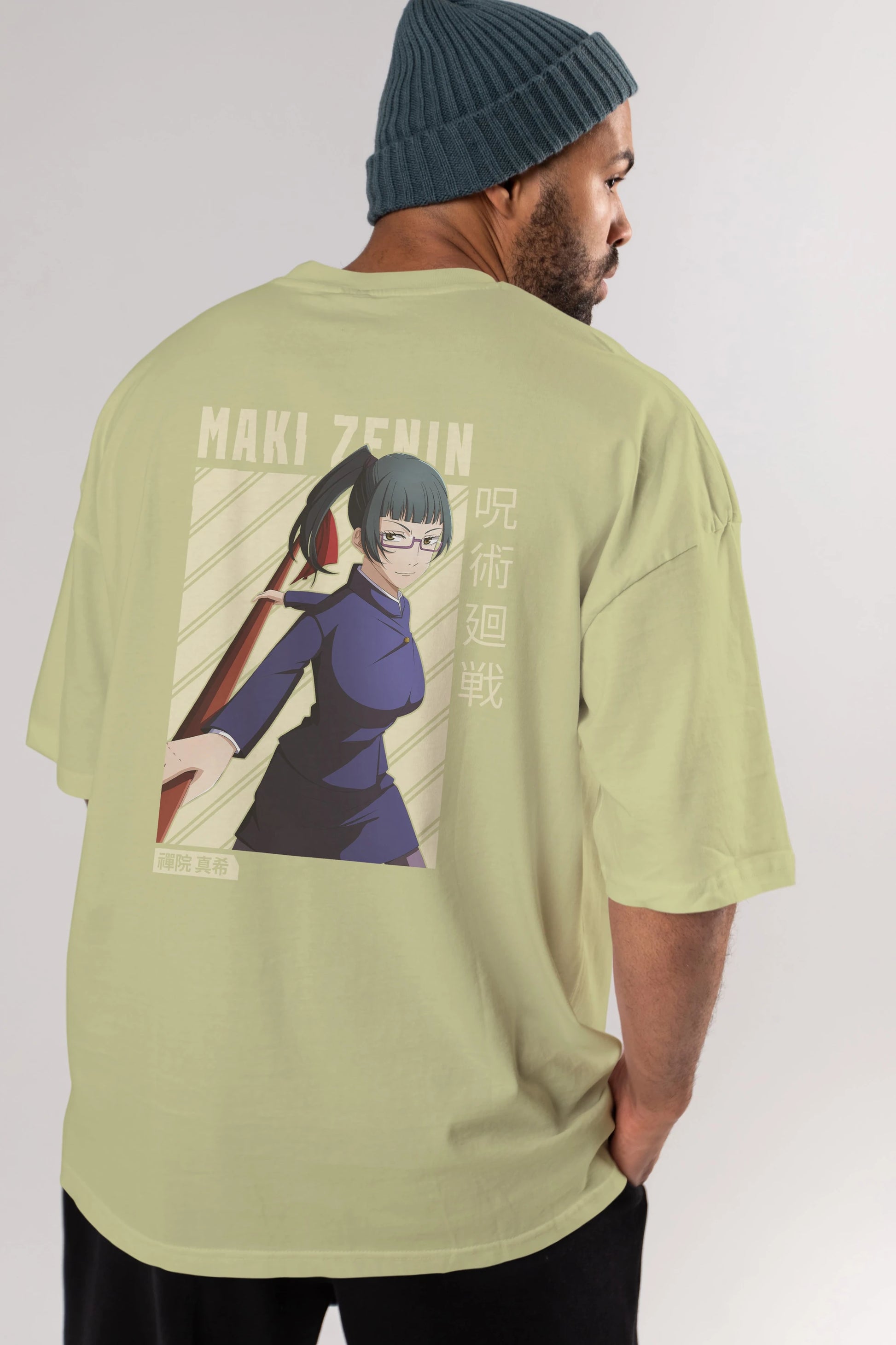 Maki Zenin CHAİNSAWMAN Anime Arka Baskılı Oversize t-shirt Erkek Kadın Unisex