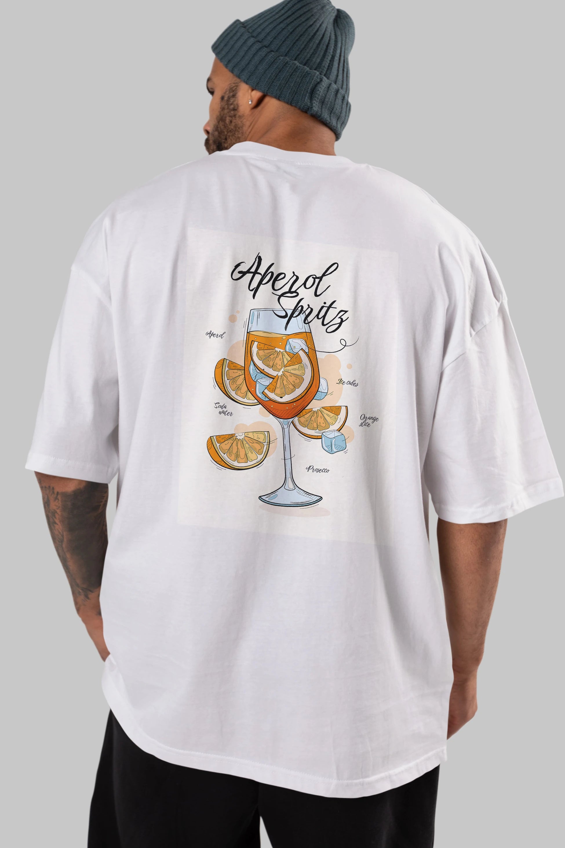 Aperol Spritz 6 Arka Baskılı Oversize t-shirt Erkek Kadın Unisex %100 Pamuk Bisiklet Yaka tişort
