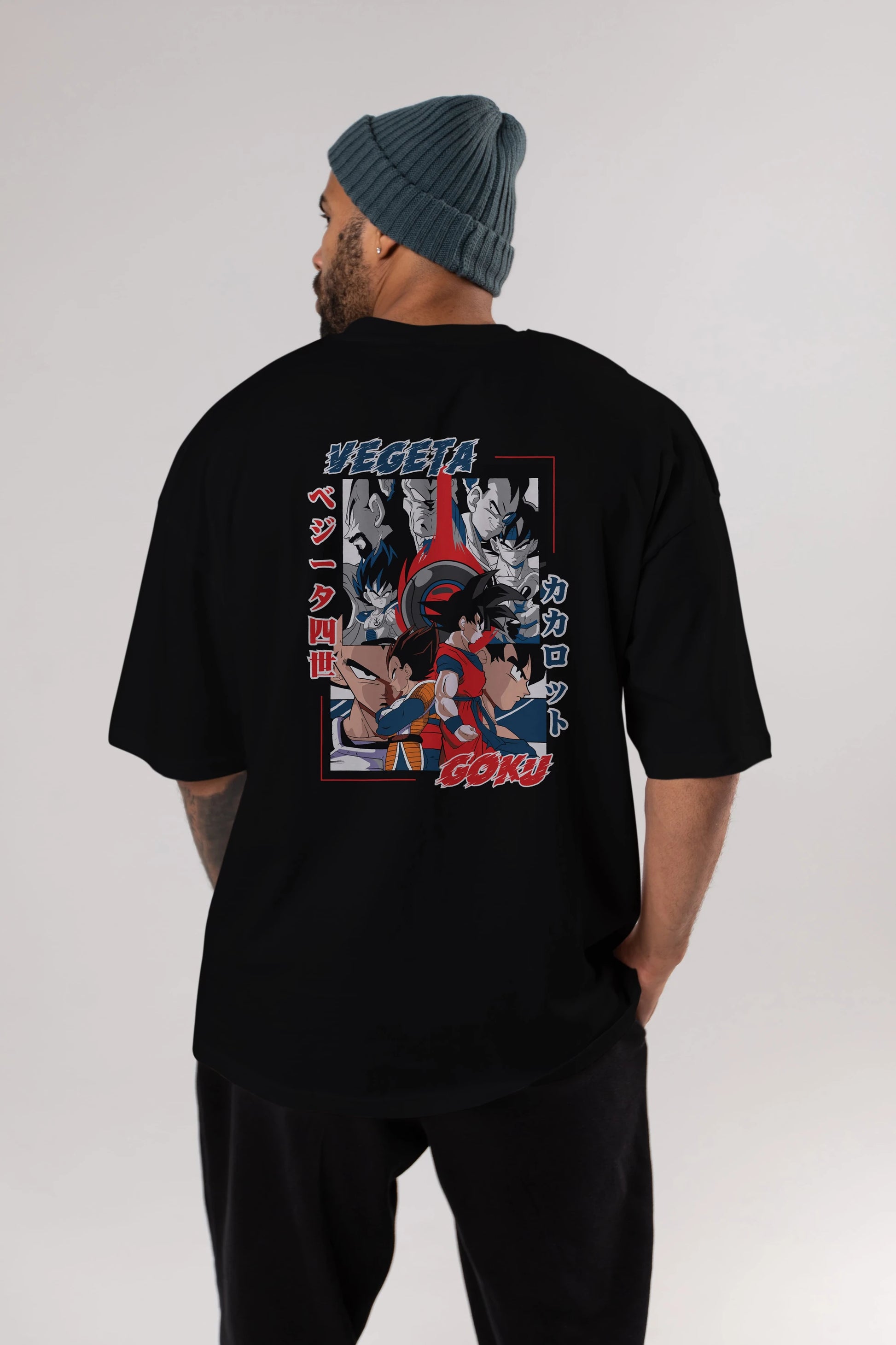 VEGETA VS GOKU Anime Arka Baskılı Oversize t-shirt Erkek Kadın Unisex