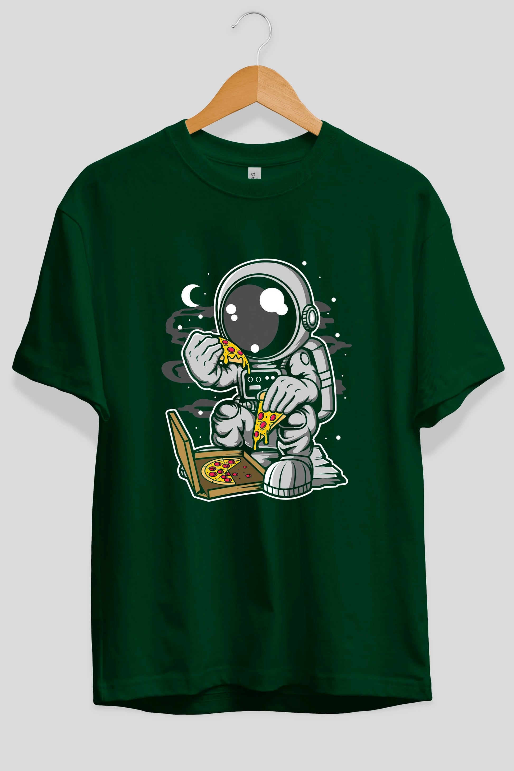 Astronaut Pizza Ön Baskılı Oversize t-shirt Erkek Kadın Unisex