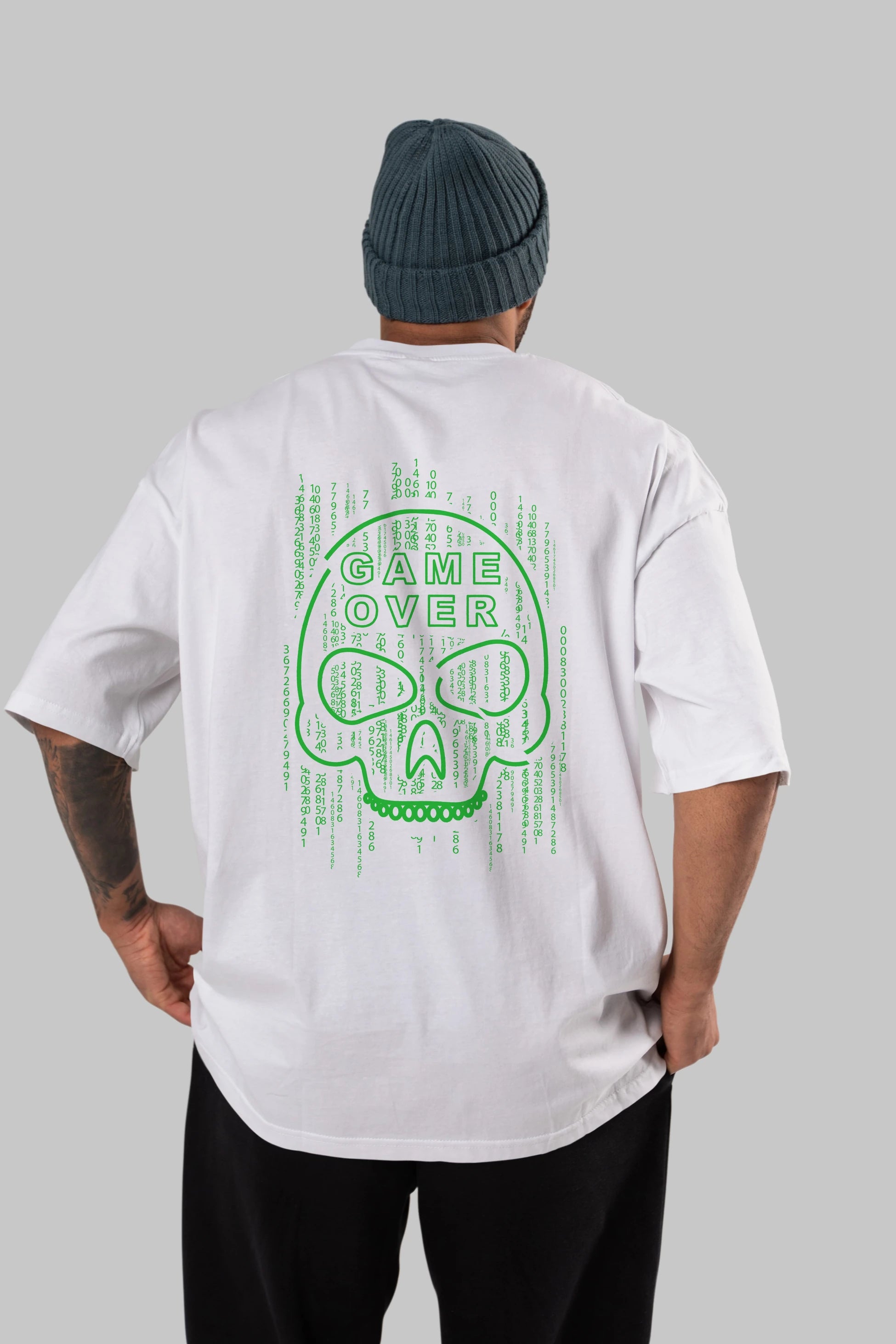 Game Over Arka Baskılı Oversize t-shirt Erkek Kadın Unisex