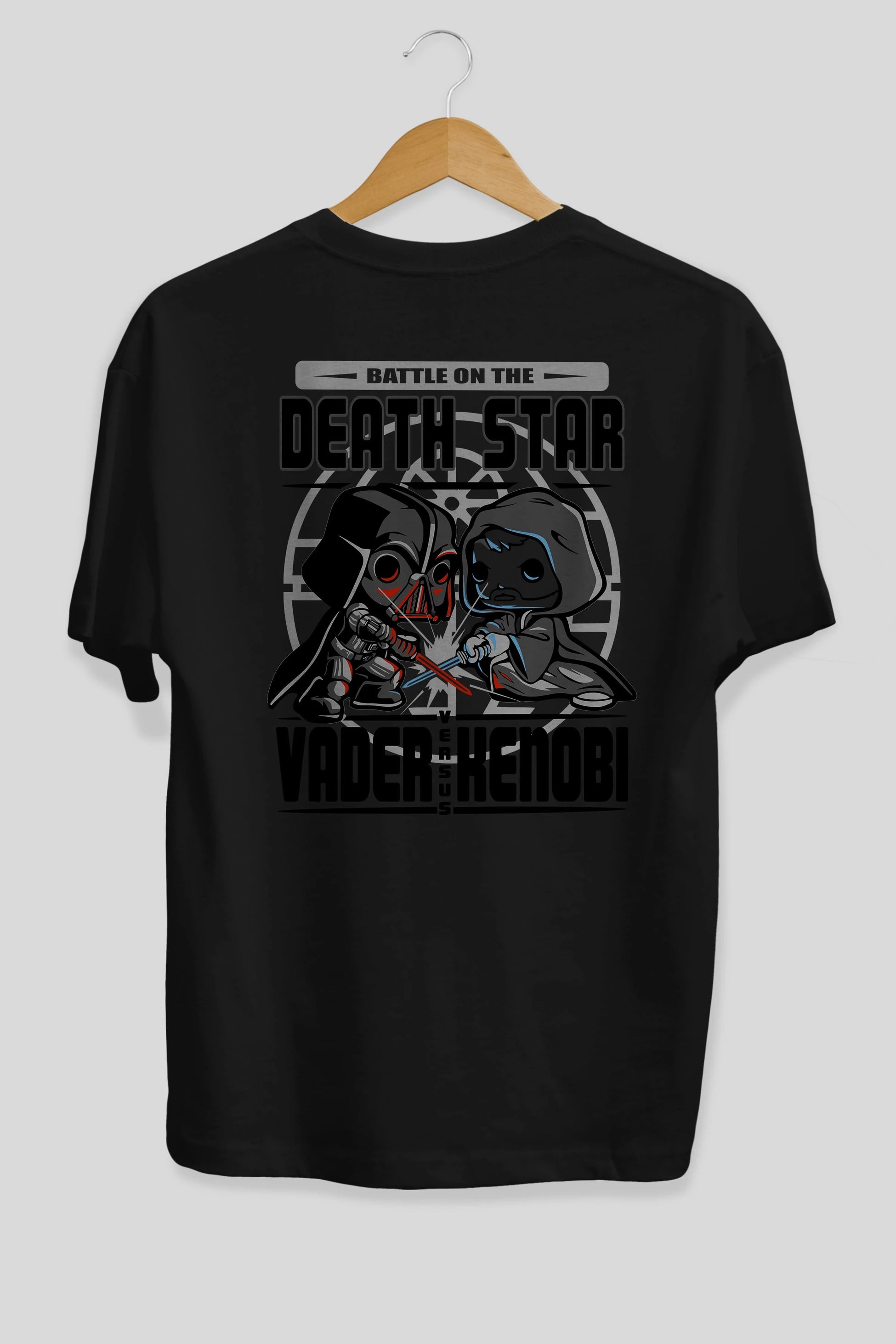 Vader Kenobi Arka Baskılı Oversize t-shirt Erkek Kadın Unisex %100 Pamuk Bisiklet Yaka tişort