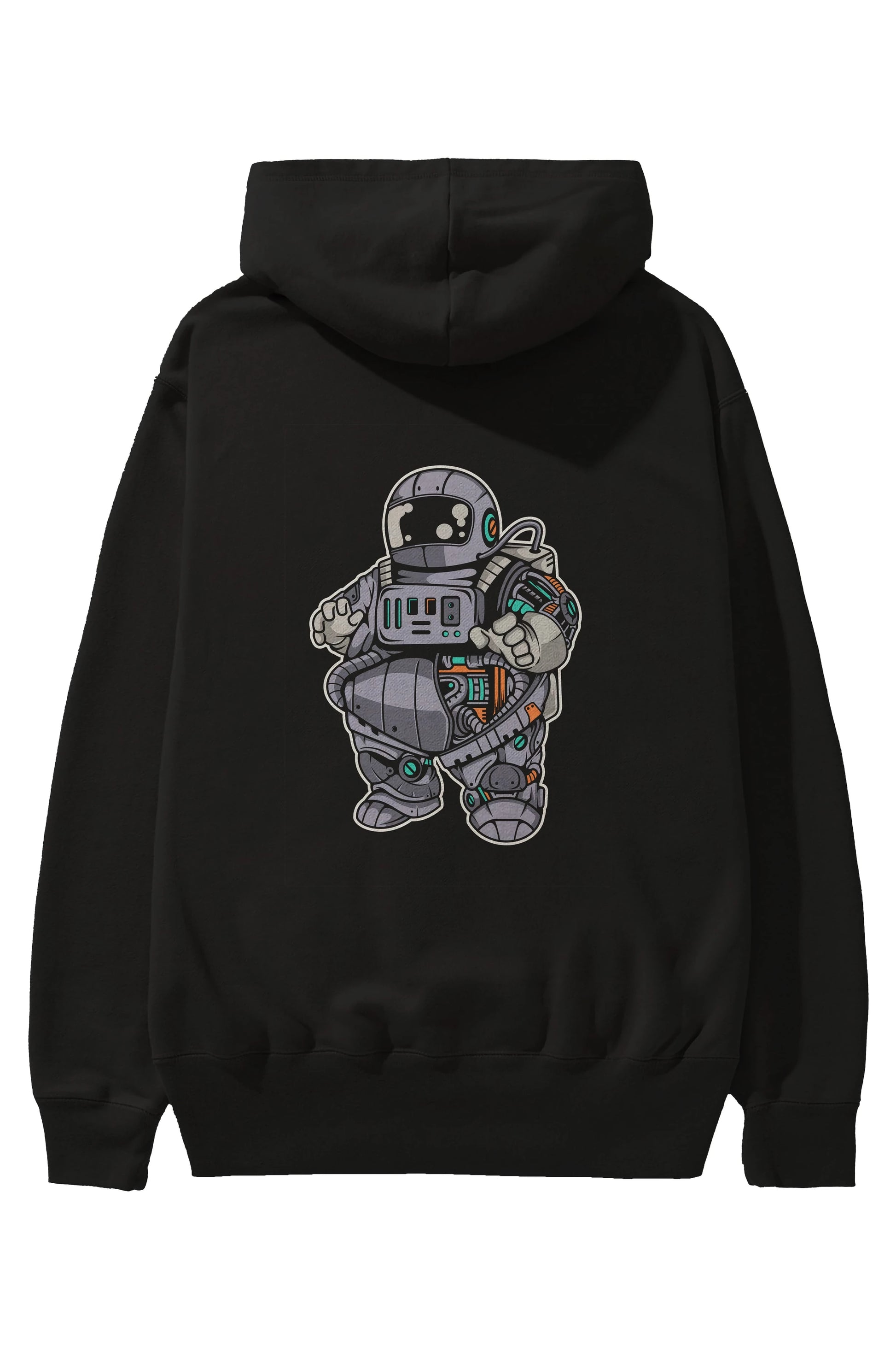 Fat Astronaut Robot Arka Baskılı Hoodie Oversize Kapüşonlu Sweatshirt Erkek Kadın Unisex