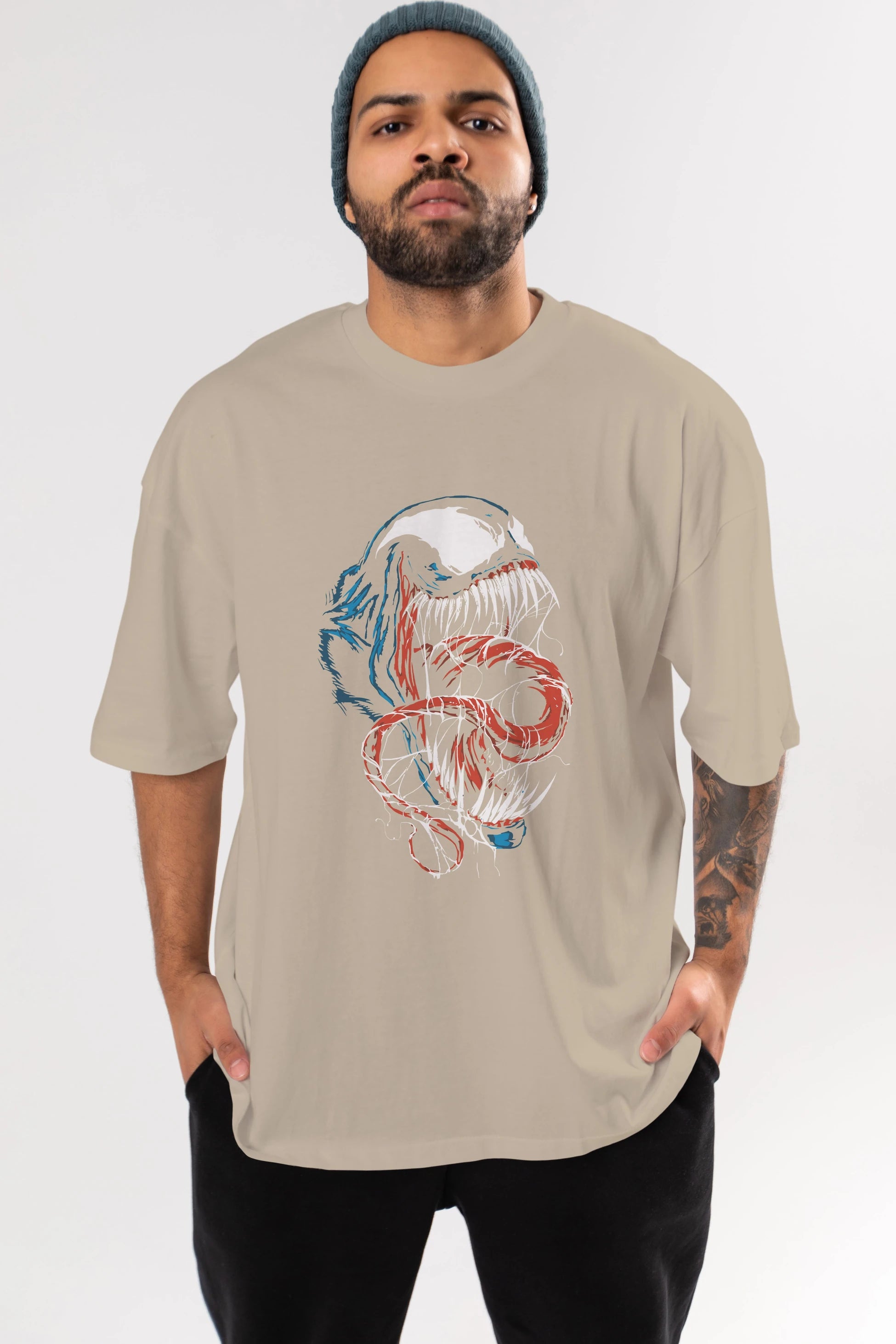 Venom (10) Ön Baskılı Oversize t-shirt Erkek Kadın Unisex %100 Pamuk Bisiklet Yaka tişort