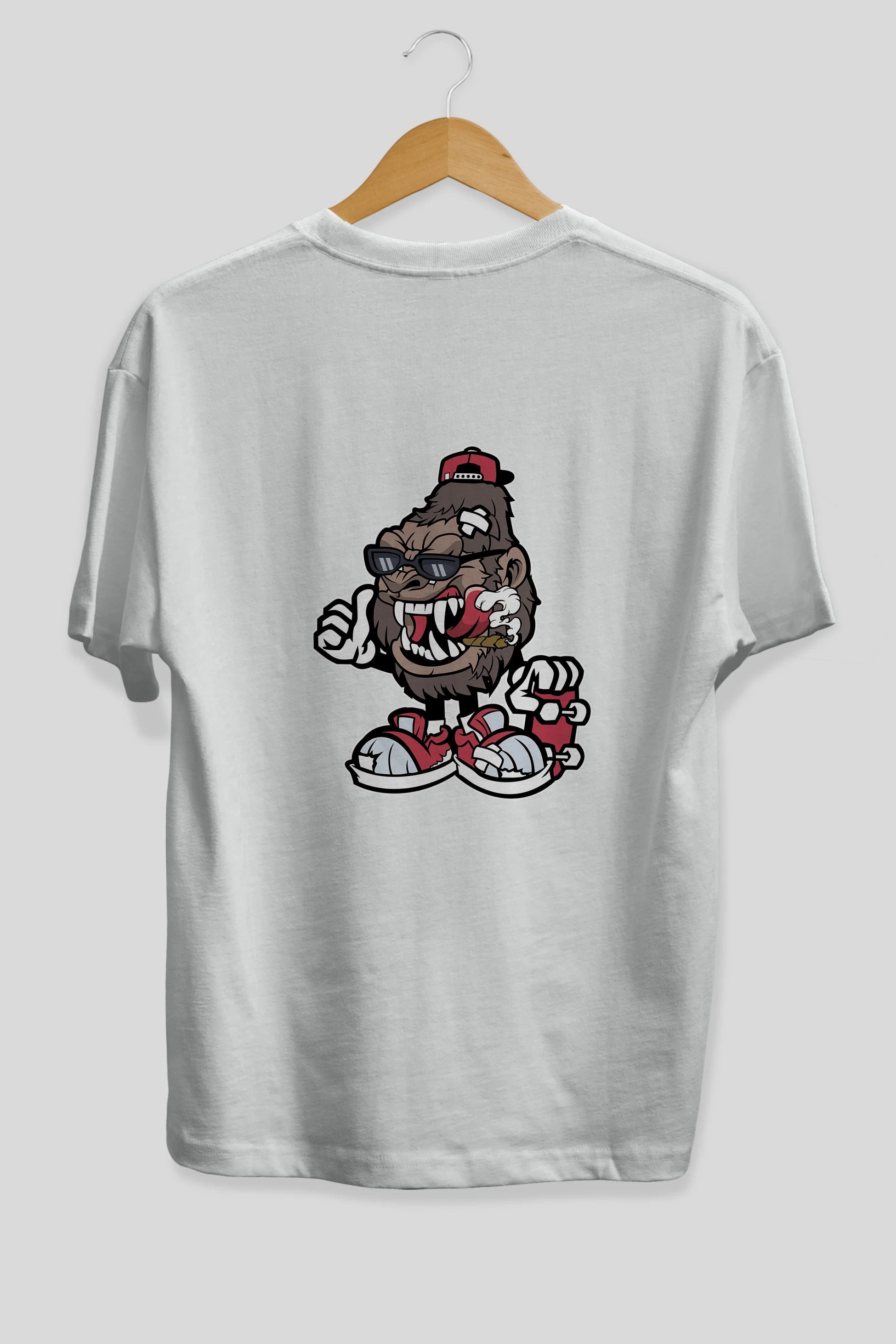 Gorilla Skater Arka Baskılı Oversize t-shirt Erkek Kadın Unisex %100 Pamuk tişort