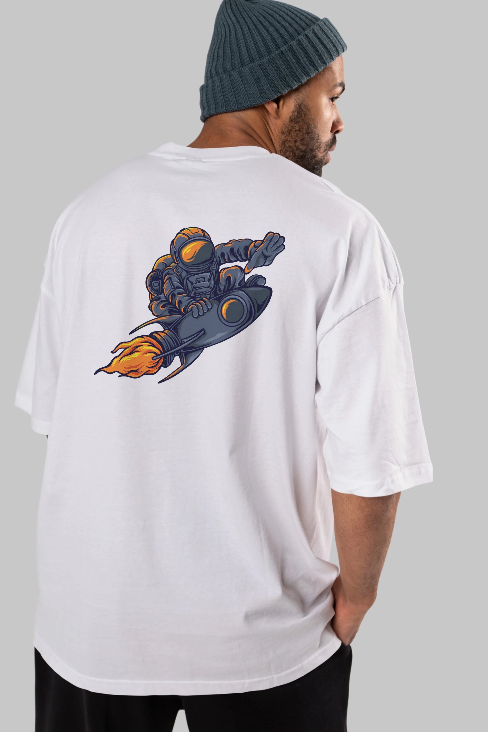 Astrocket Illustration Tshirt Arka Baskılı Oversize t-shirt Erkek Kadın Unisex