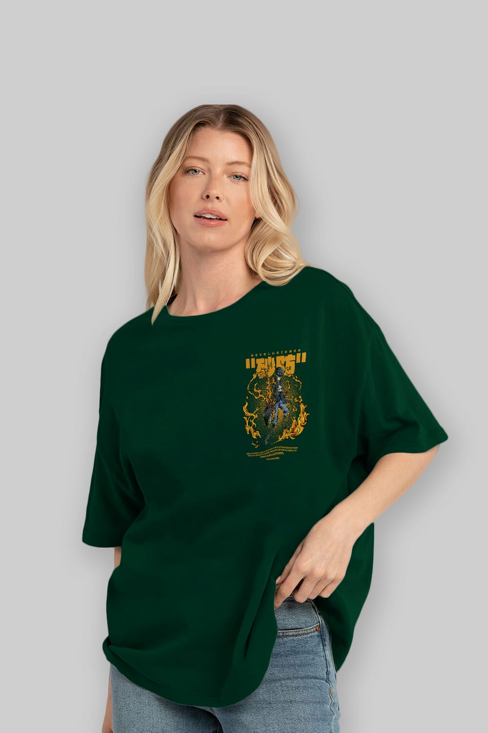 Revolusioner Sabo Ön Sol Baskılı Oversize t-shirt Erkek Kadın Unisex %100 Pamuk Bisiklet Yaka tişort