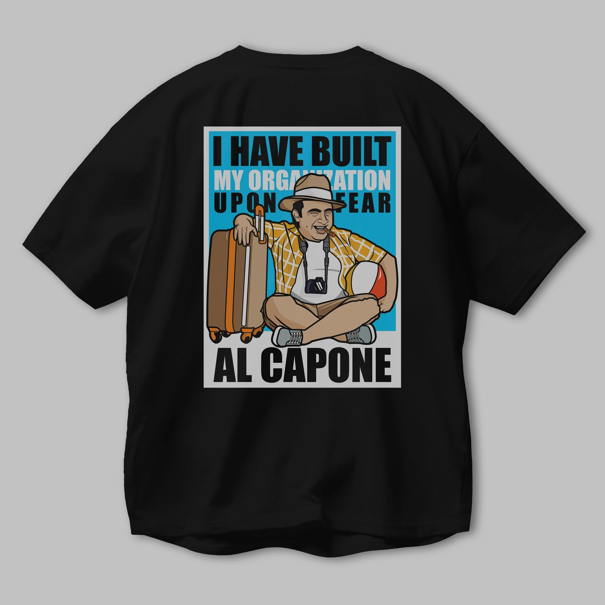 Al Capone Holiday Arka Baskılı Oversize t-shirt Erkek Kadın Unisex %100 Pamuk tişort