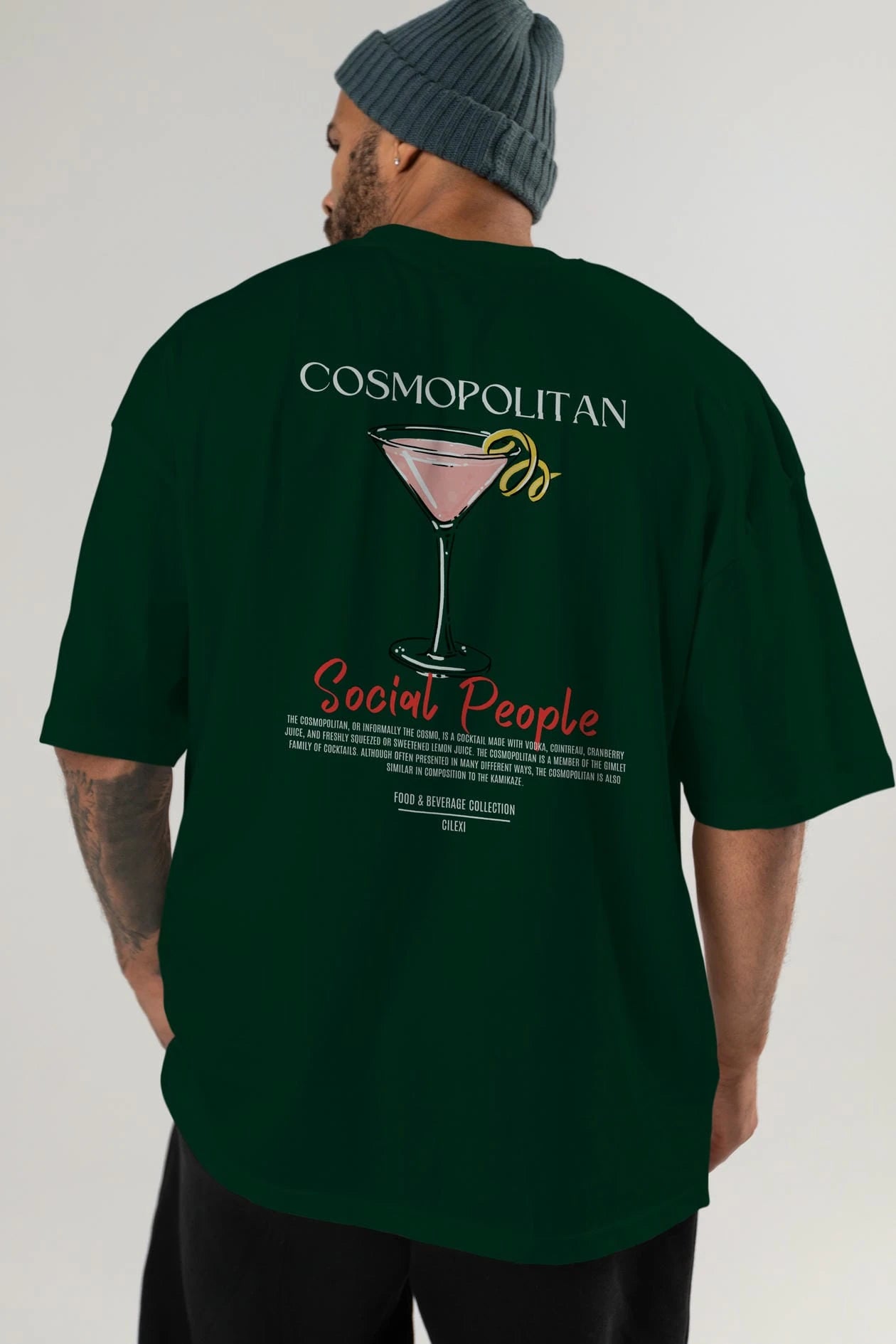 Cosmopolıtan Kokteyl Serisi Baskılı Oversize t-shirt Erkek Kadın Unisex %100 Pamuk Bisiklet Yaka tişort