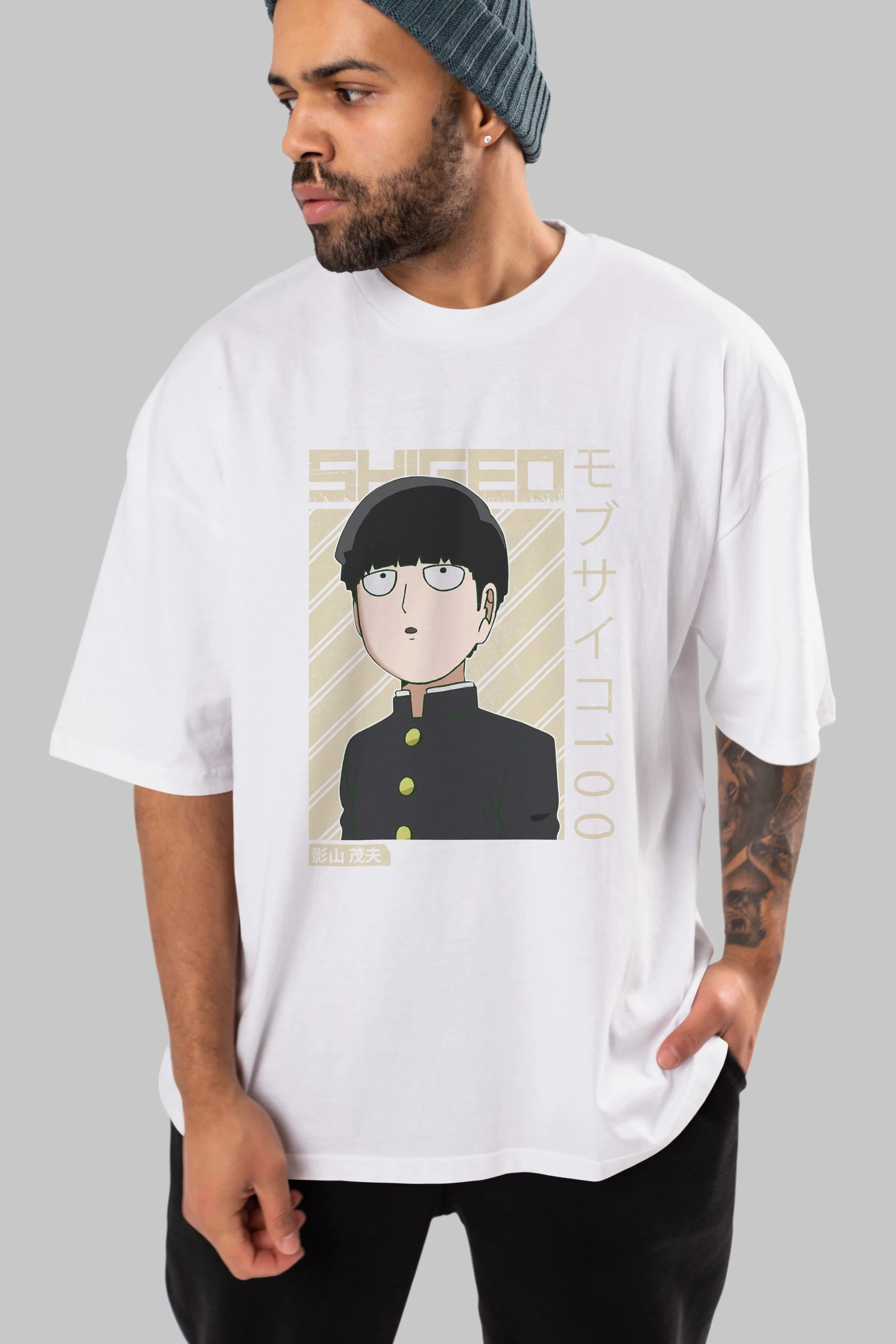 Shigeo Kageyama 2 Anime Ön Baskılı Oversize t-shirt %100 pamuk Erkek Kadın Unisex