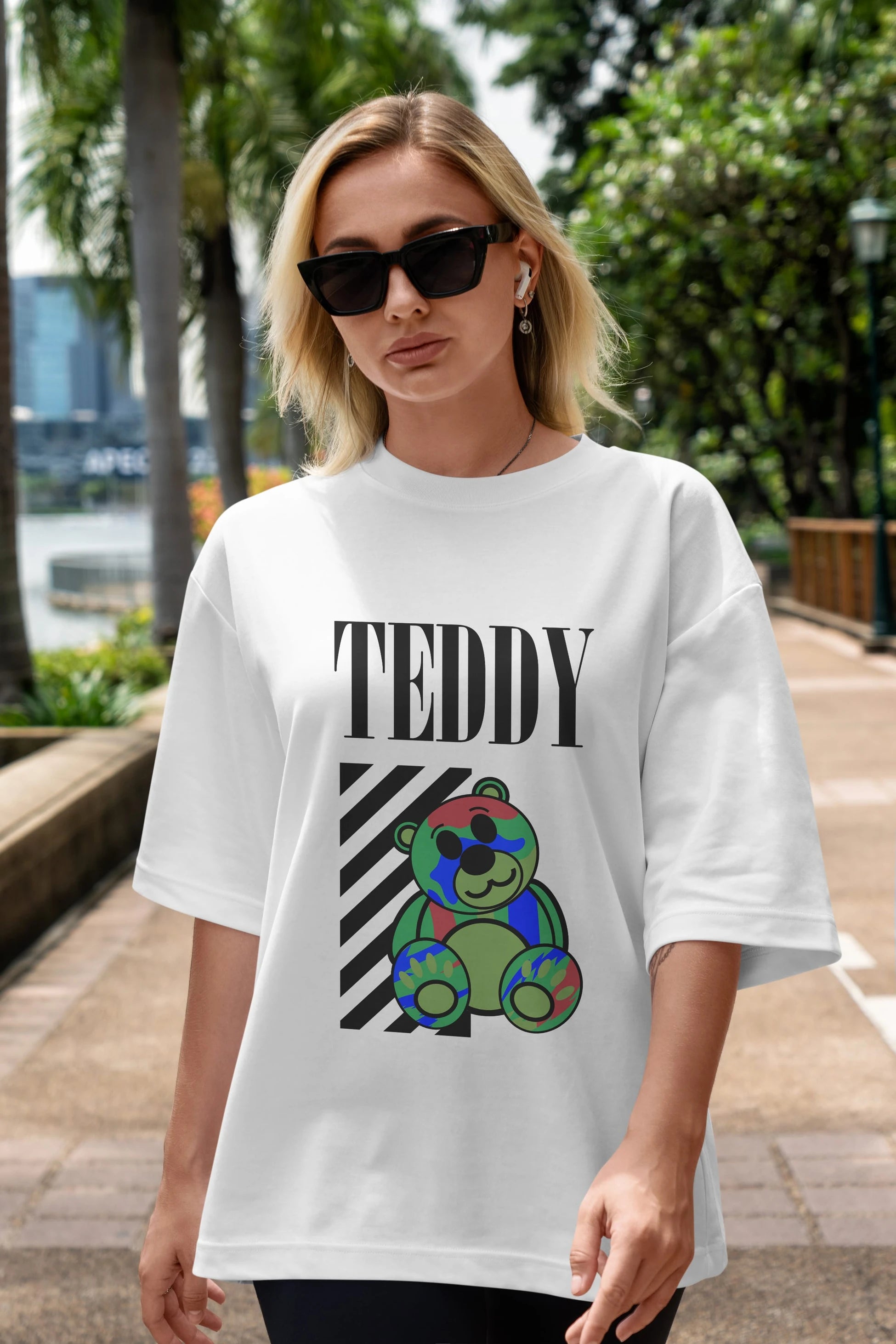 Teddy Bear 2 Ön Baskılı Oversize t-shirt Erkek Kadın Unisex