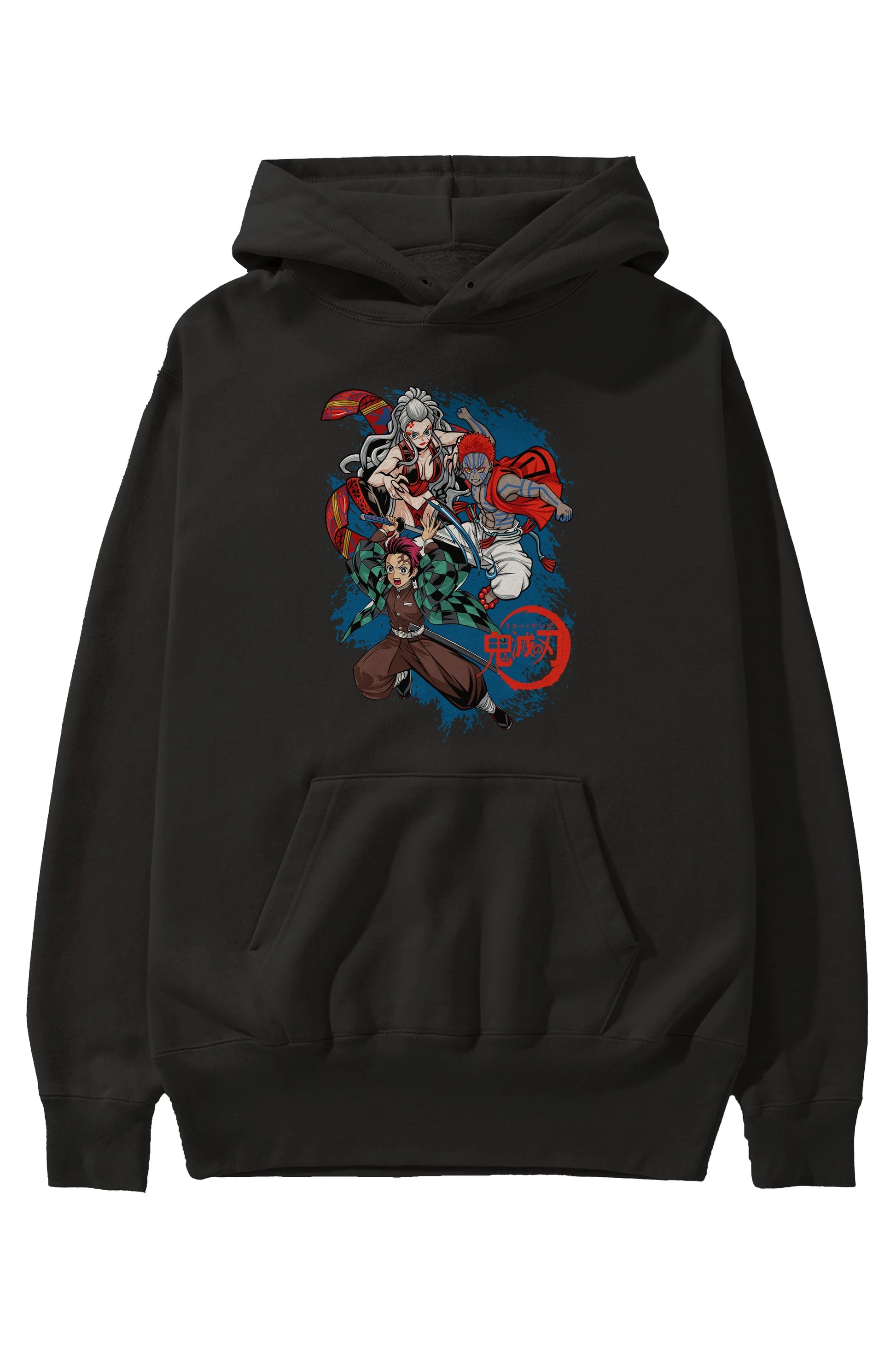 TANJIRO ,AKAZA,DAKI Anime Ön Baskılı Hoodie Oversize Kapüşonlu Sweatshirt Erkek Kadın Unisex