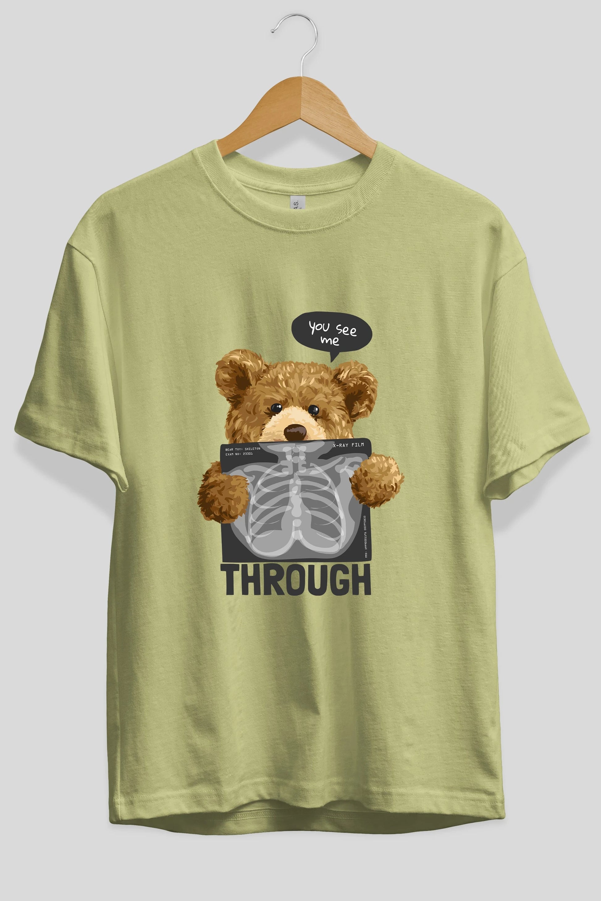 Teddy Bear Trough Ön Baskılı Oversize t-shirt Erkek Kadın Unisex %100 Pamuk