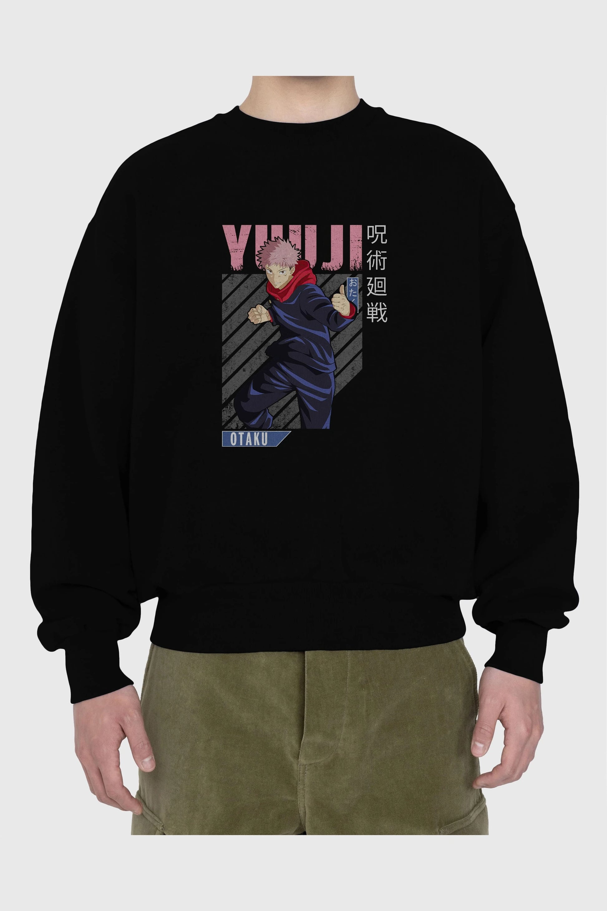 Yuuji Itadori Anime Ön Baskılı Oversize Sweatshirt Erkek Kadın Unisex