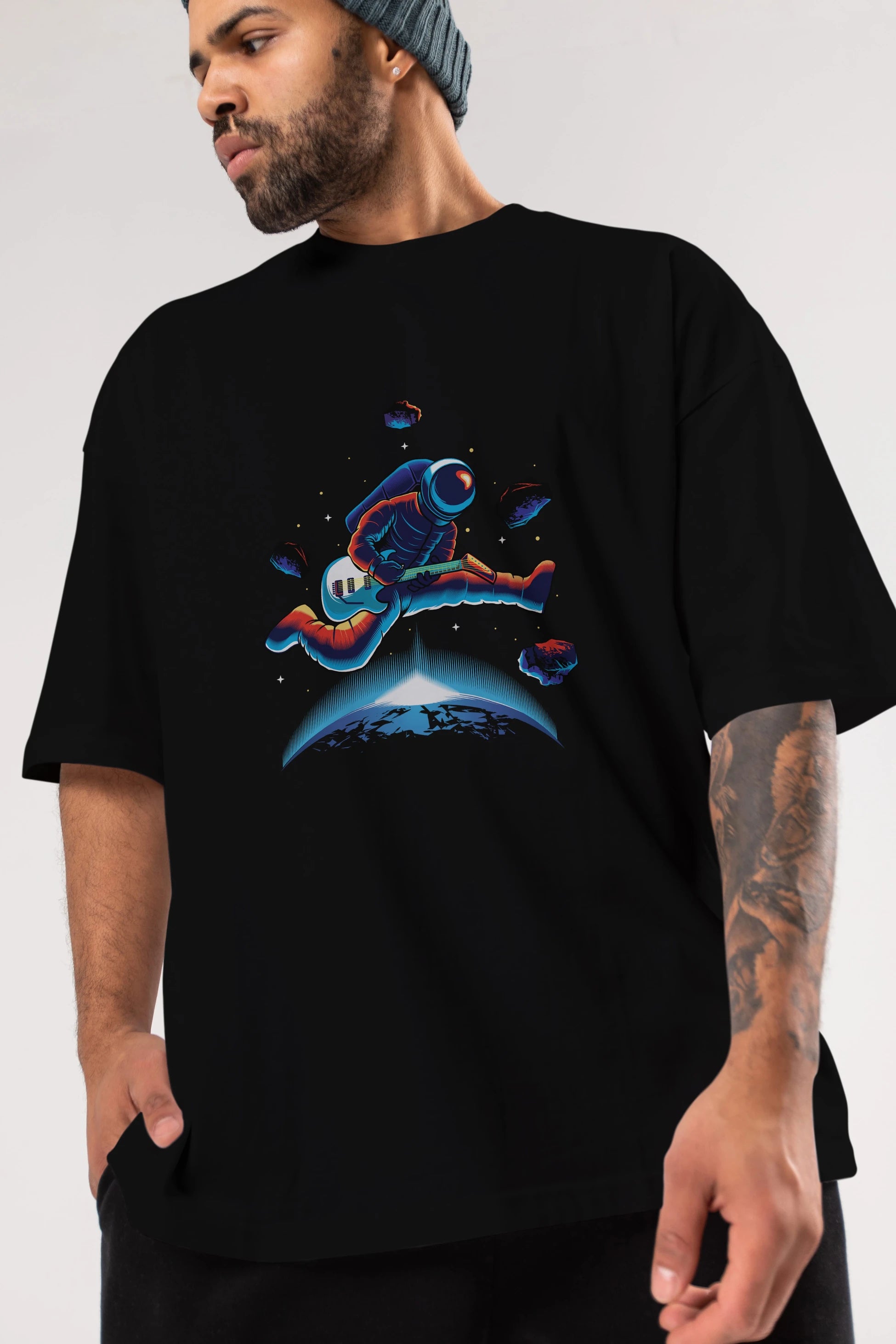 Astroguitar Ön Baskılı Oversize t-shirt Erkek Kadın Unisex