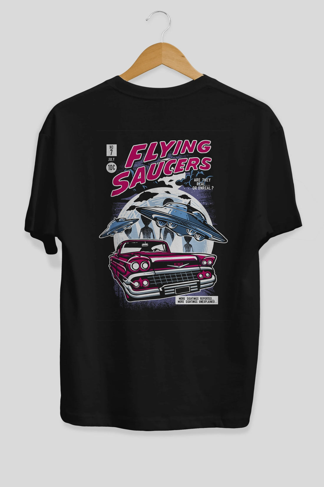 Flying Saucers Arka Baskılı Oversize t-shirt Erkek Kadın Unisex %100 Pamuk