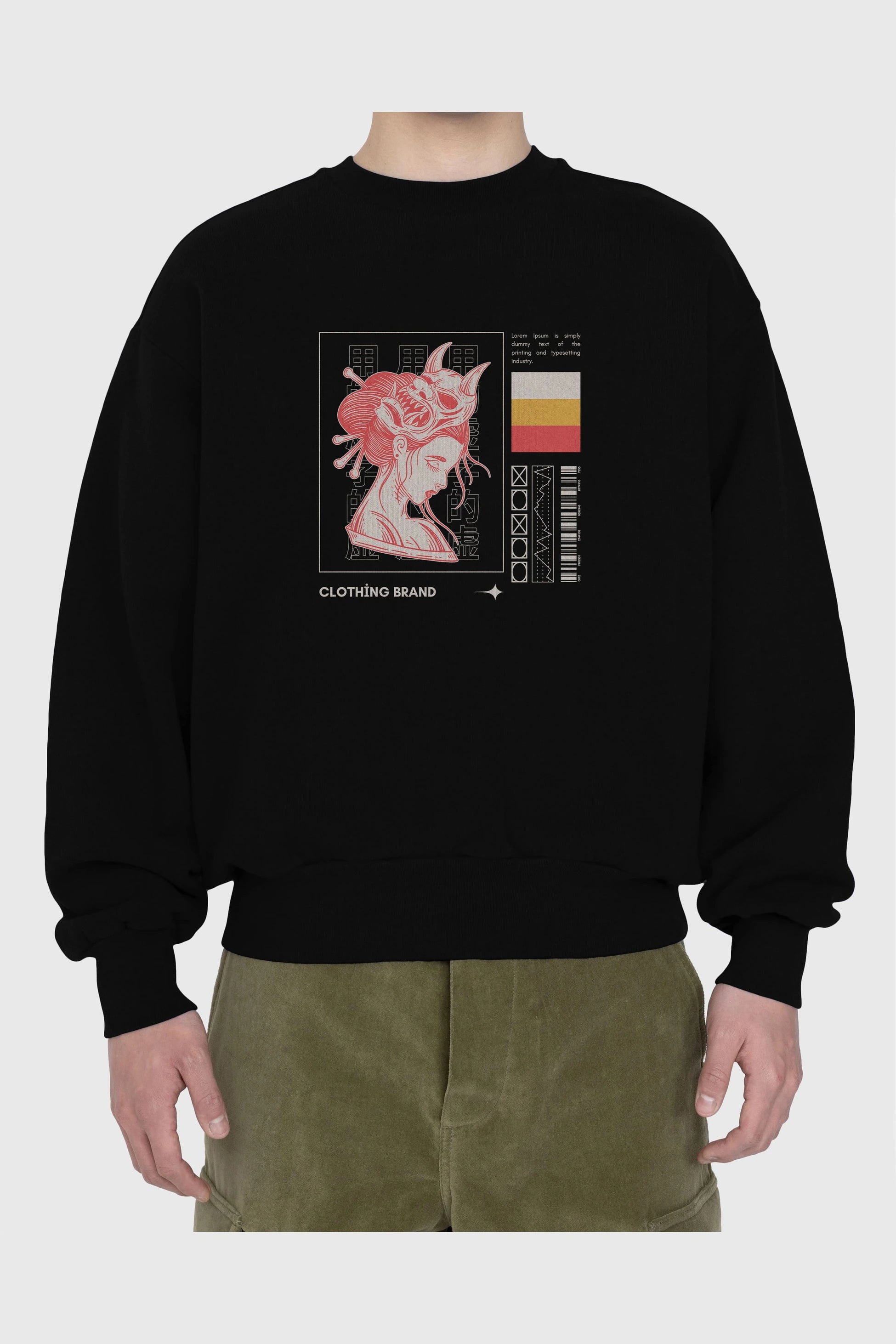 Hipster Japanese Style 2 Ön Baskılı Oversize Sweatshirt Erkek Kadın Unisex