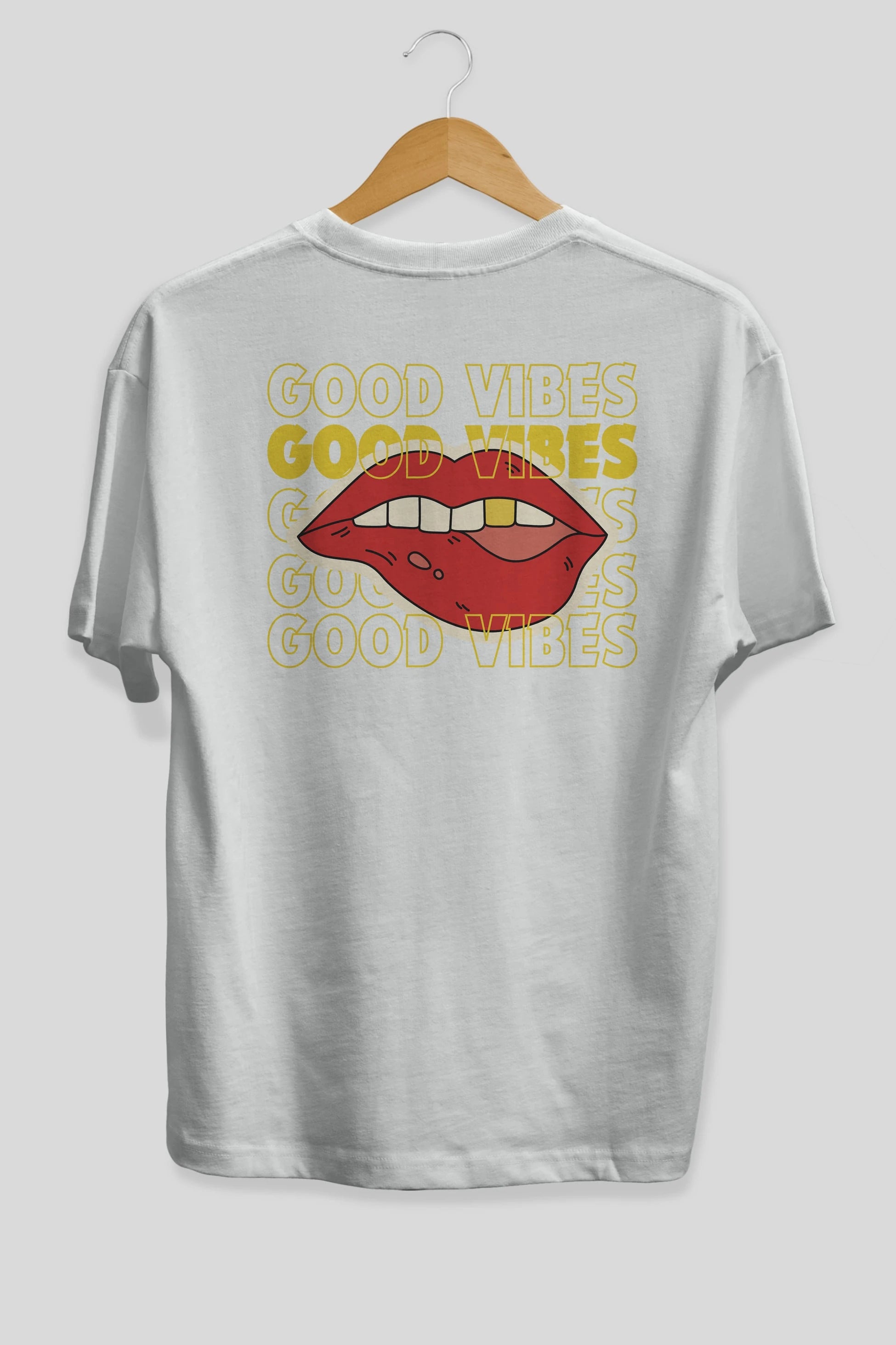 Good Vibes Yazılı 2 Arka Baskılı Oversize t-shirt Erkek Kadın Unisex