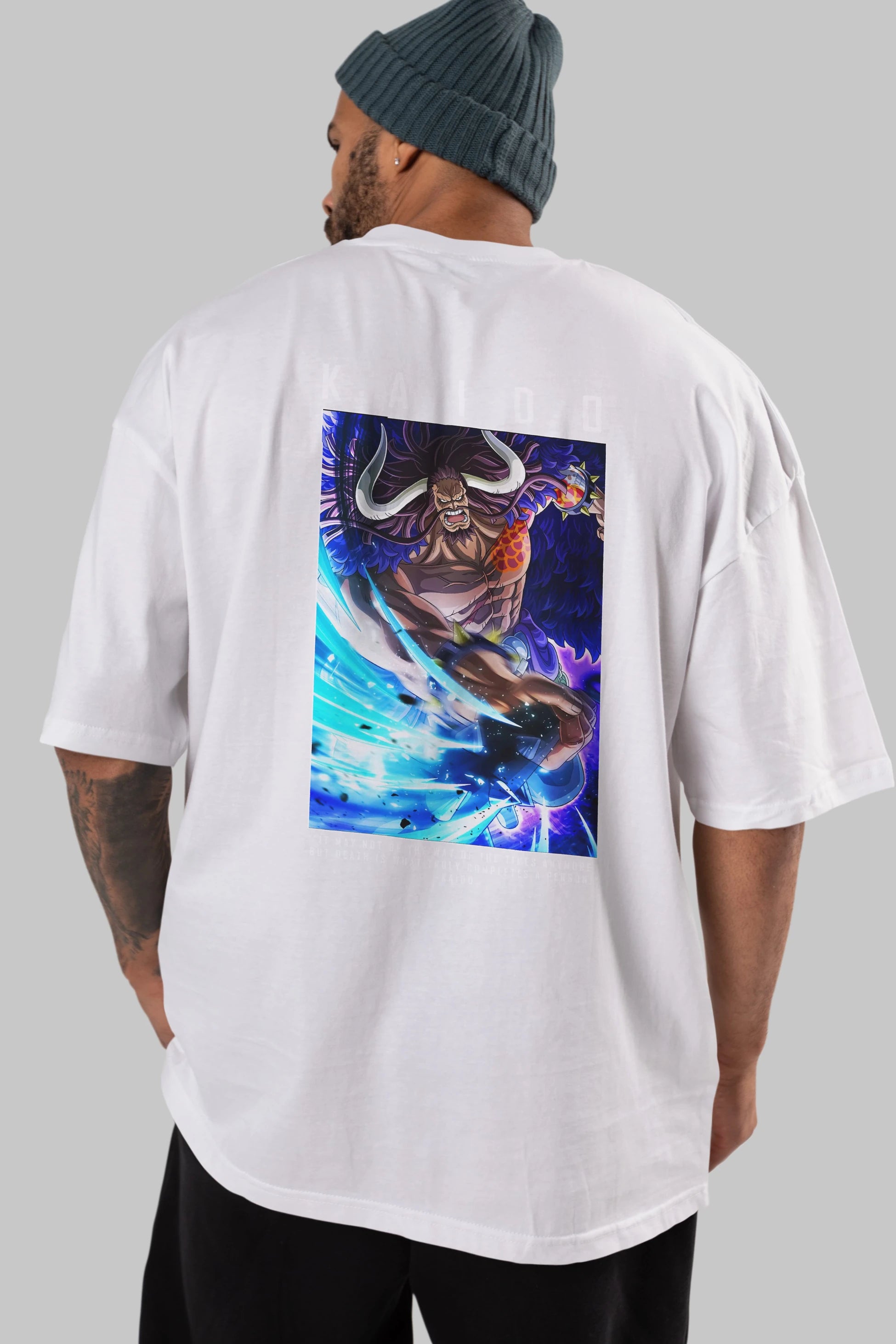 Kaido 2 Anime Arka Baskılı Oversize t-shirt Erkek Kadın Unisex %100 pamuk tişort