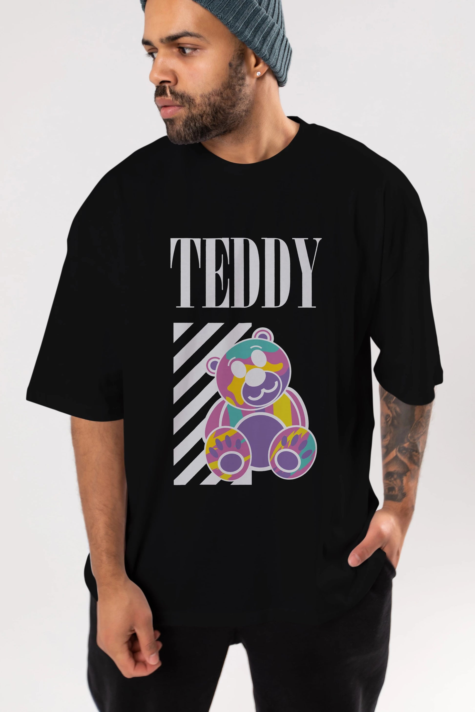 Teddy Bear 2 Ön Baskılı Oversize t-shirt Erkek Kadın Unisex