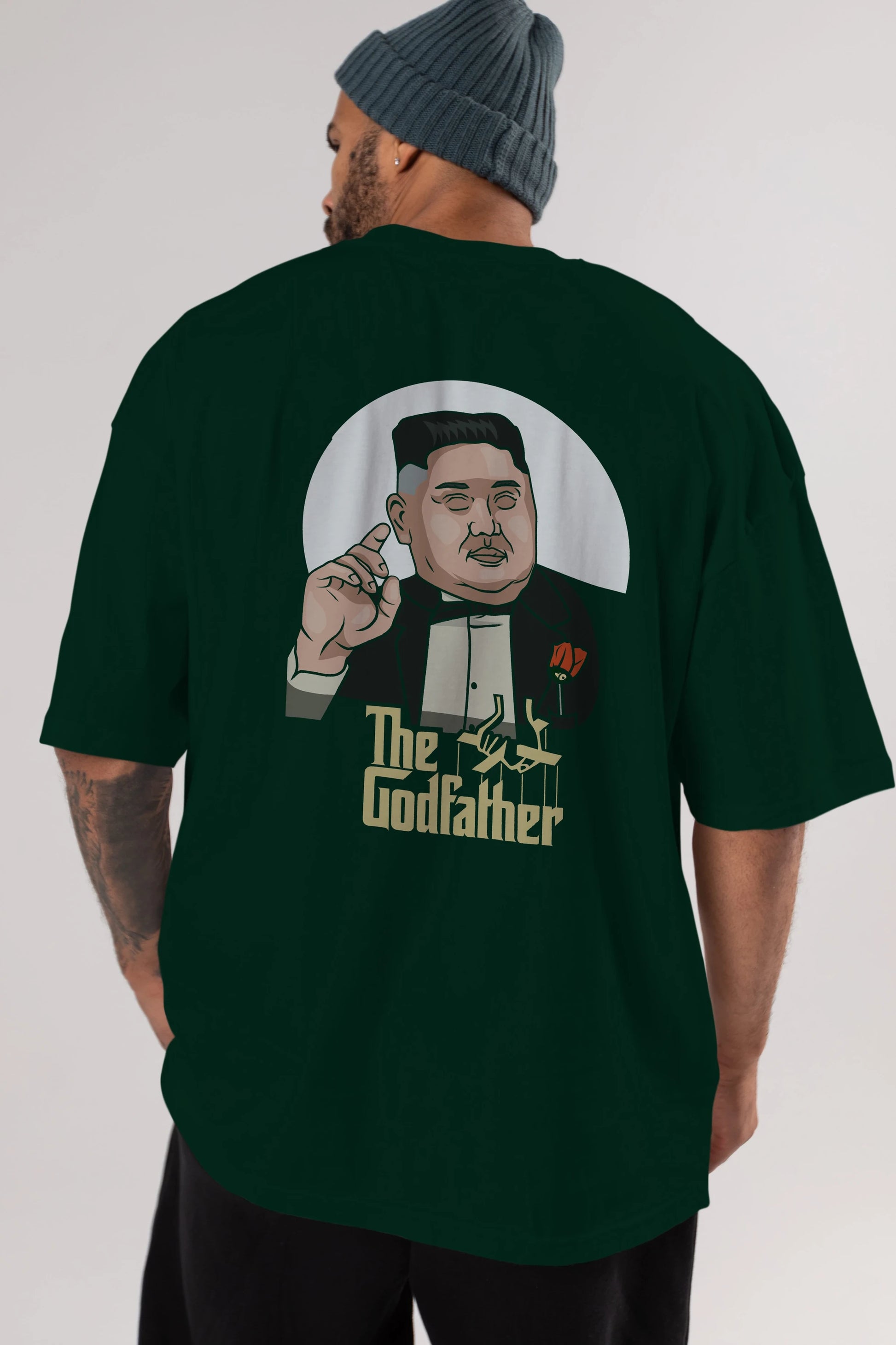 Godfather Jong Un Arka Baskılı Oversize t-shirt Erkek Kadın Unisex %100 Pamuk tişort