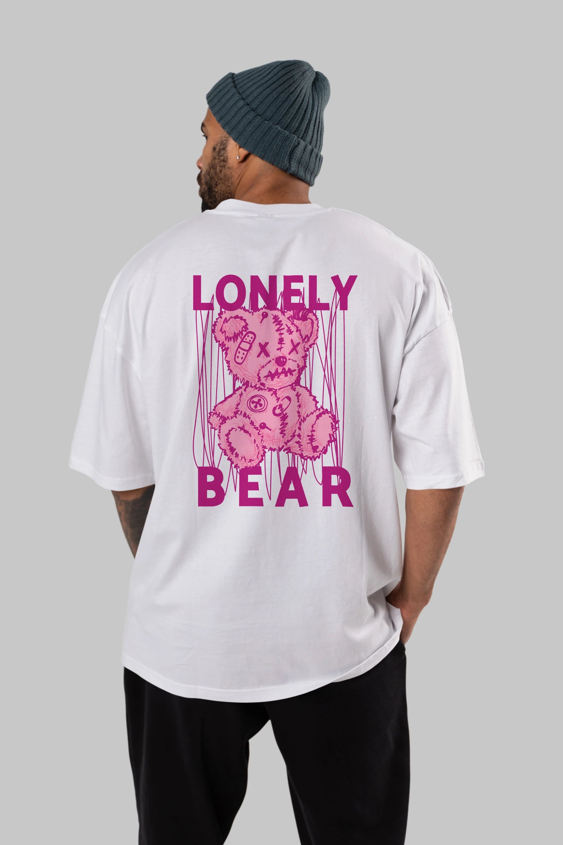 Lonely Bear Arka Baskılı Oversize t-shirt Erkek Kadın Unisex