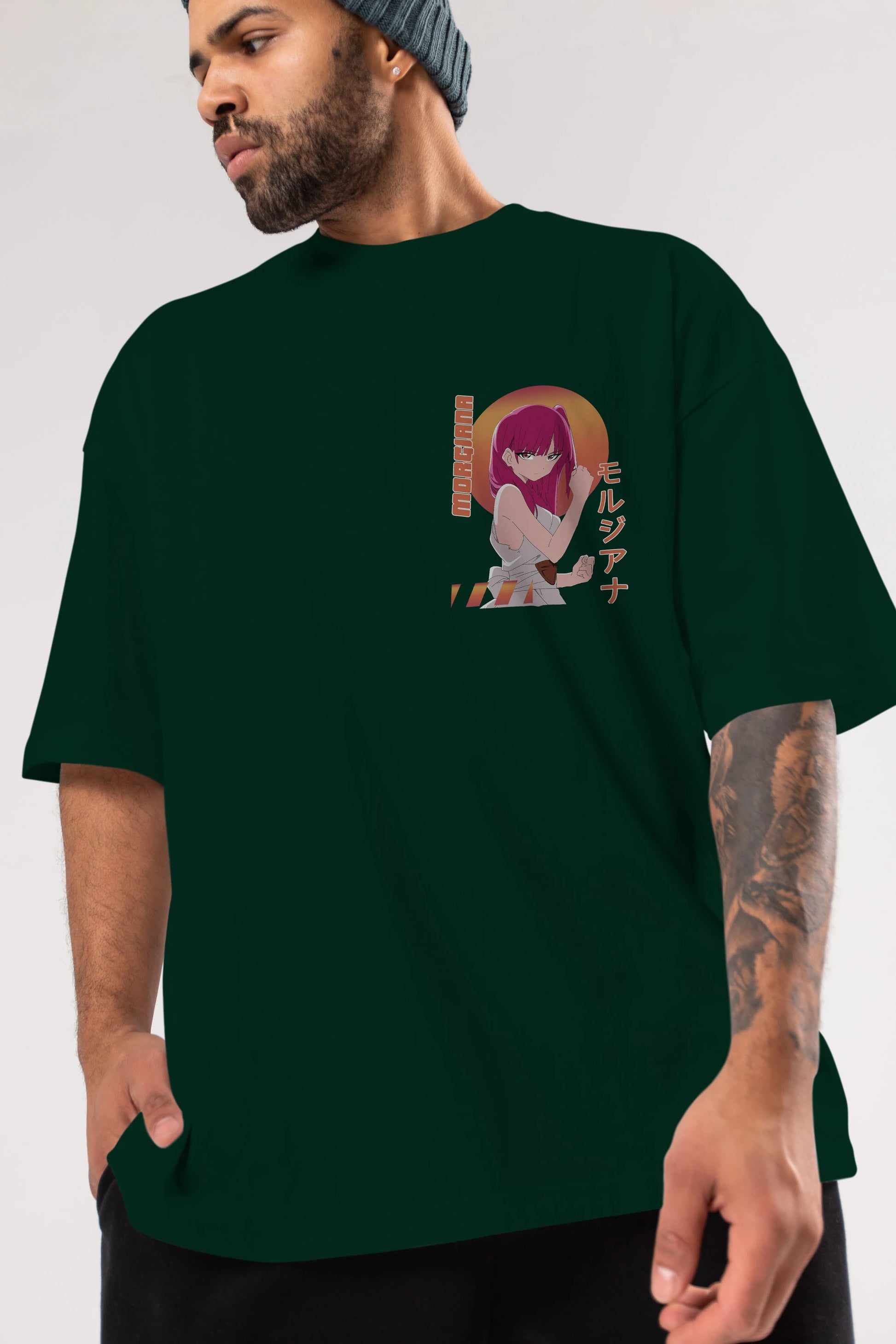 Morgiana 5 Ön Sol Baskılı Oversize t-shirt Erkek Kadın Unisex %100 Pamuk Bisiklet Yaka tişort